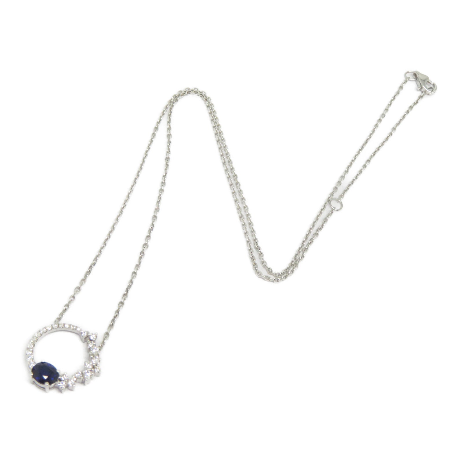 JEWELRY 【激減優惠】18K白金Sapphire Diamond Necklace 0.524ct藍寶石/0.27ct鑽石項鍊