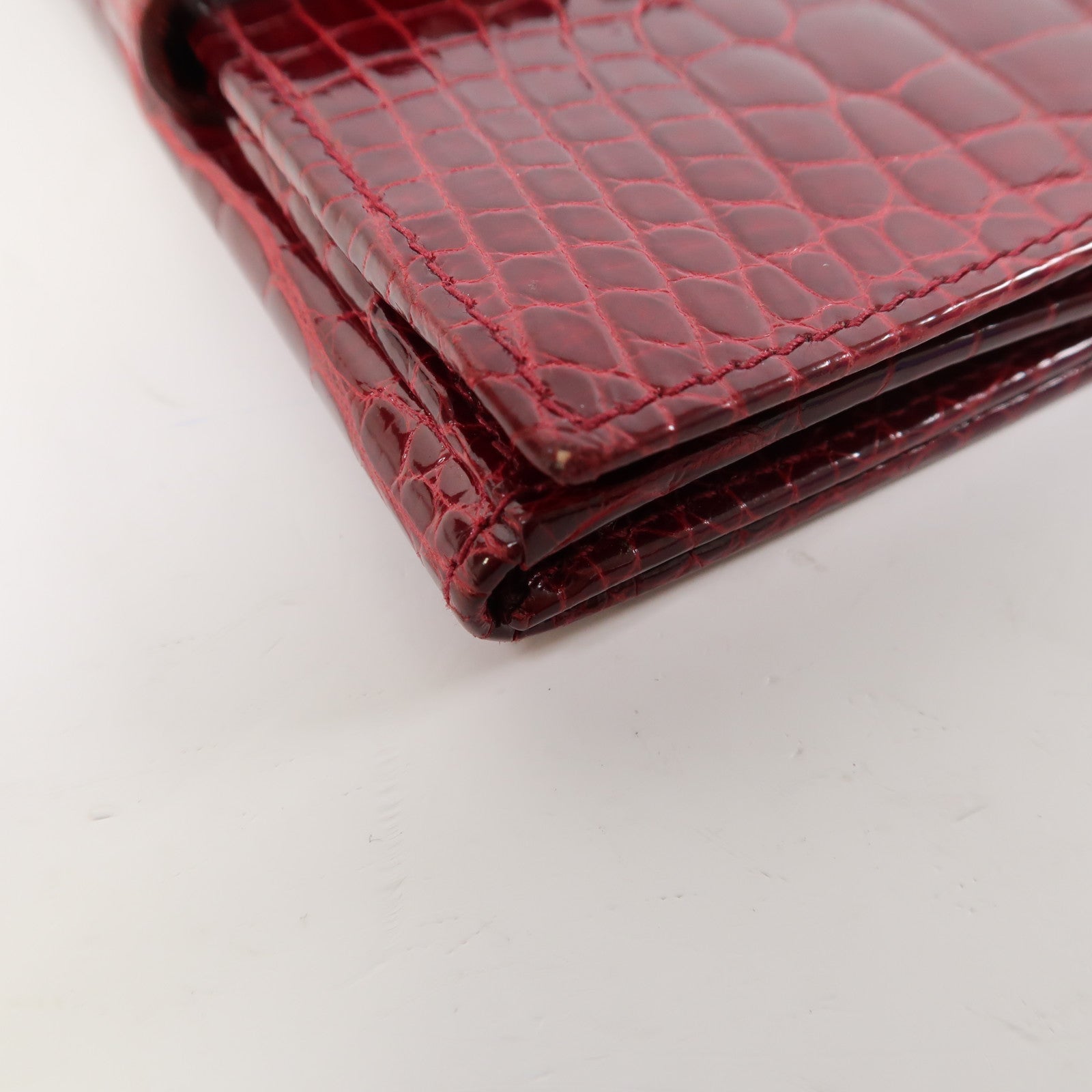 GUCCI 鱷魚皮革Wallet銀扣錢包紅色