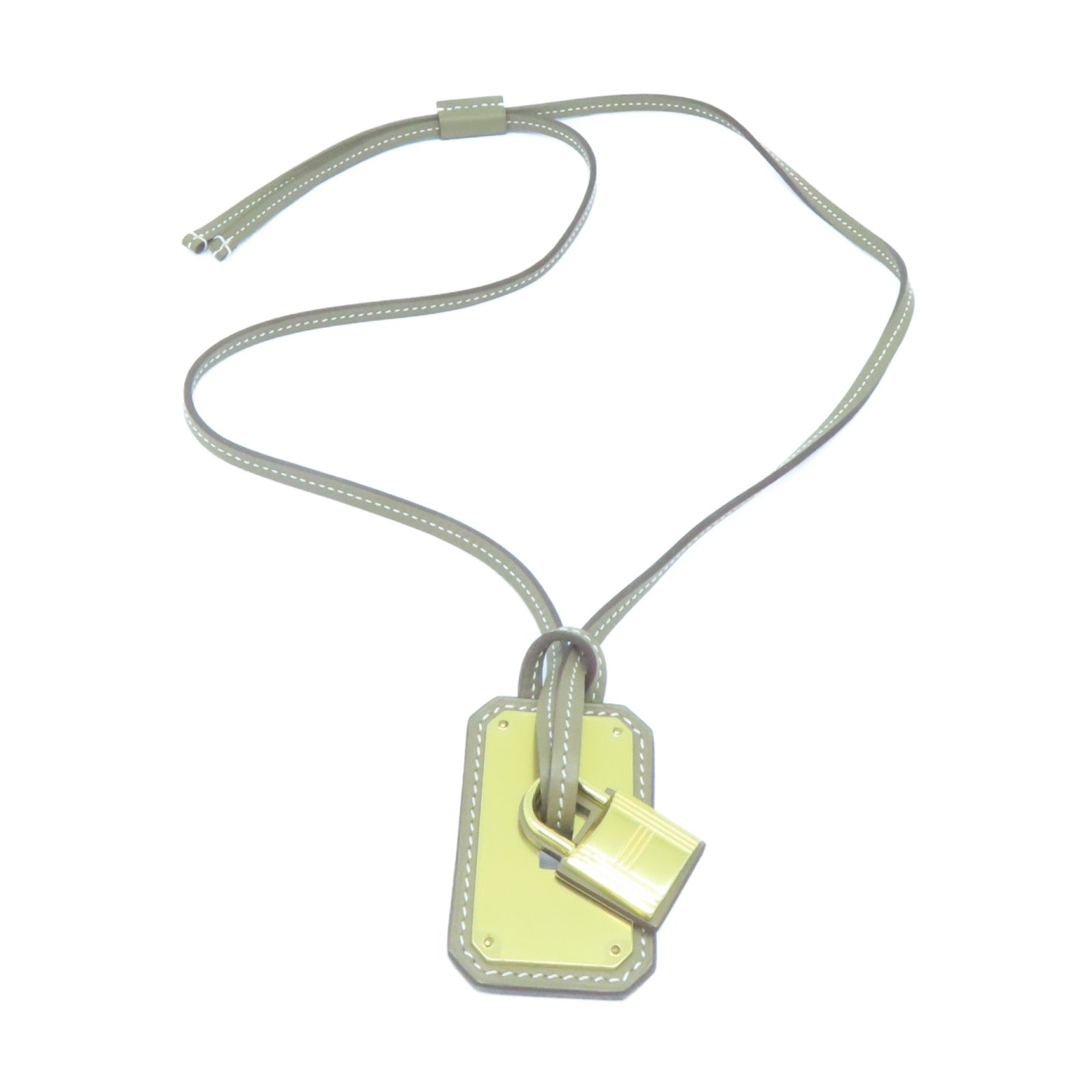 HERMES Swift皮革Necklace项链Etoupe啡色