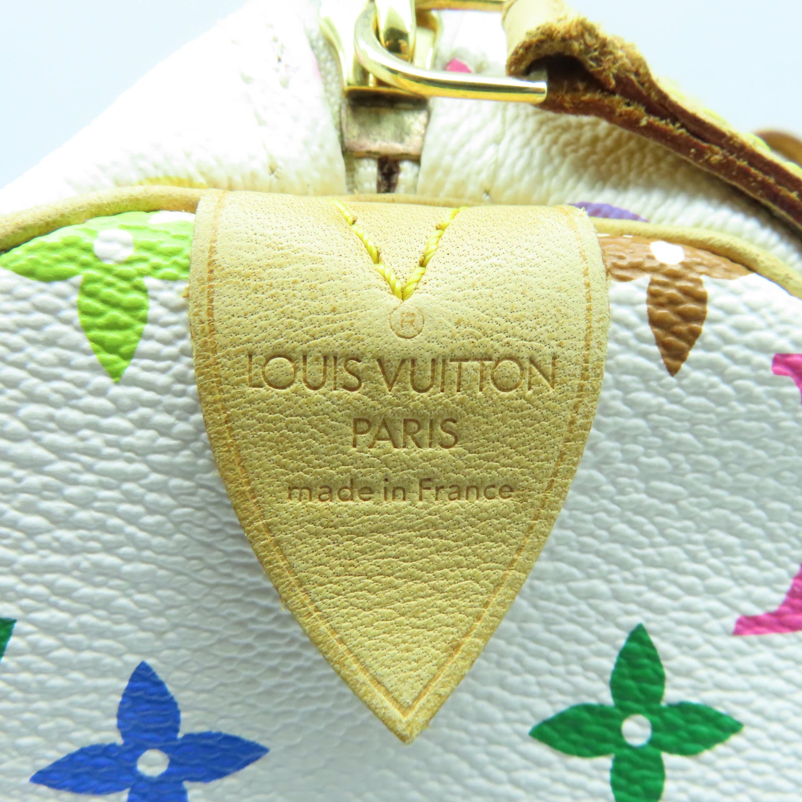 LOUIS VUITTON Monogram Multicolore Speedy 30金扣手挽袋白色