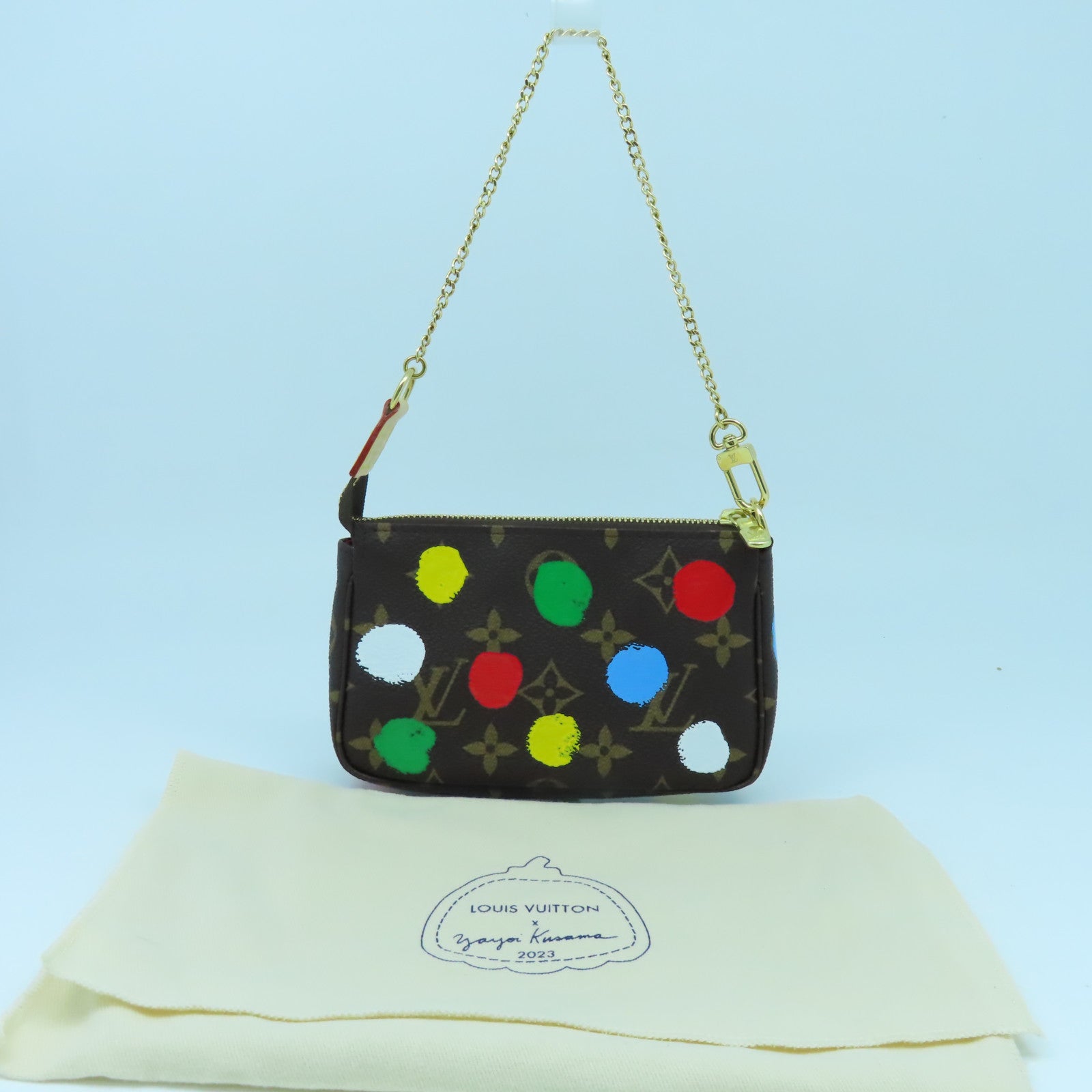 LOUIS VUITTON Monogram LV x YK Mini Pochette Accessories金扣手拿包啡色/彩色