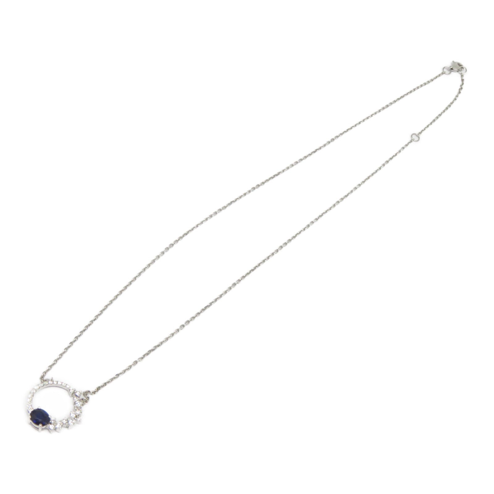 JEWELRY 【激減優惠】18K白金Sapphire Diamond Necklace 0.524ct藍寶石/0.27ct鑽石項鍊