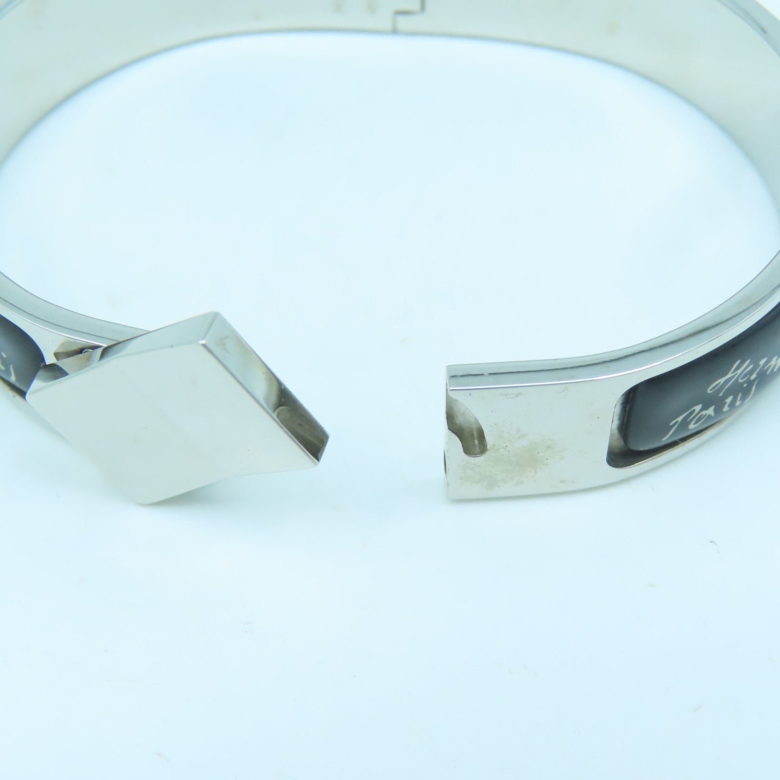 HERMES Metal Bangle Bangle Black Silver