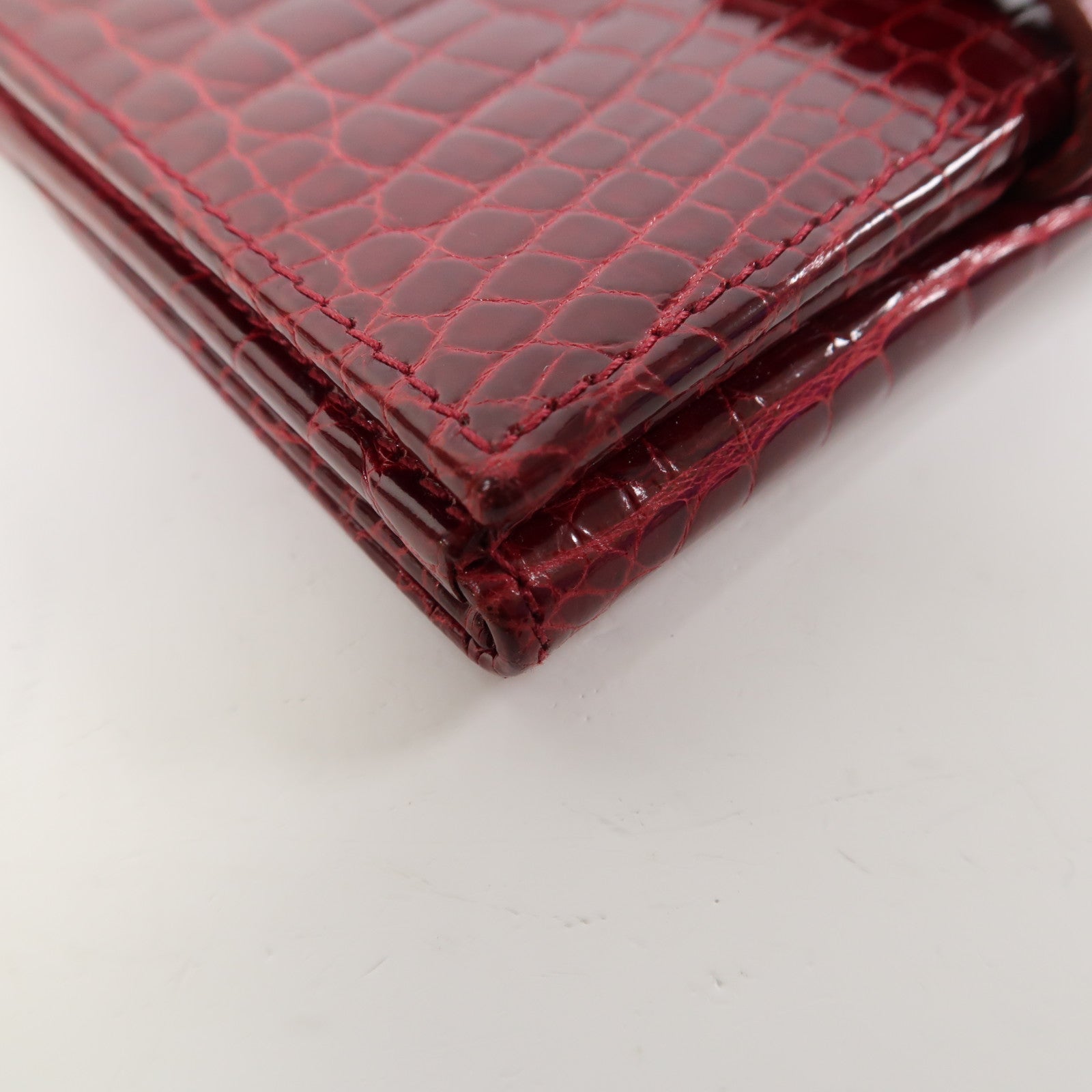 GUCCI 鱷魚皮革Wallet銀扣錢包紅色