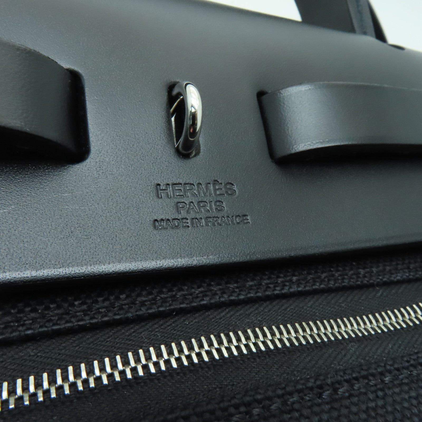 HERMES 帆布Herbag PM銀扣手挽肩背兩用袋黒色