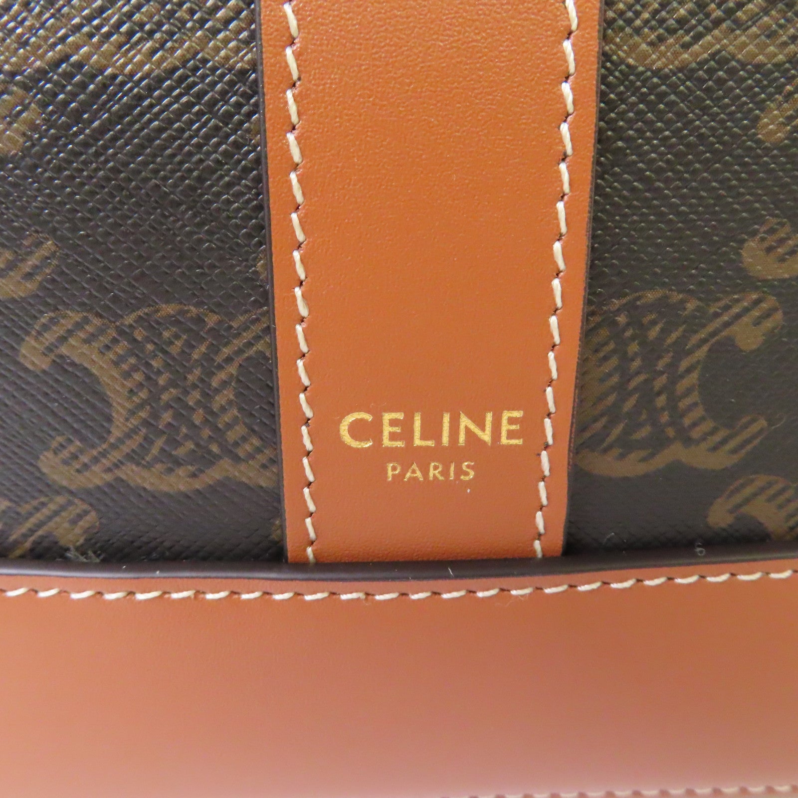 CELINE Triomphe帆布Small Bucket Shoulder Bag金扣肩背袋啡色
