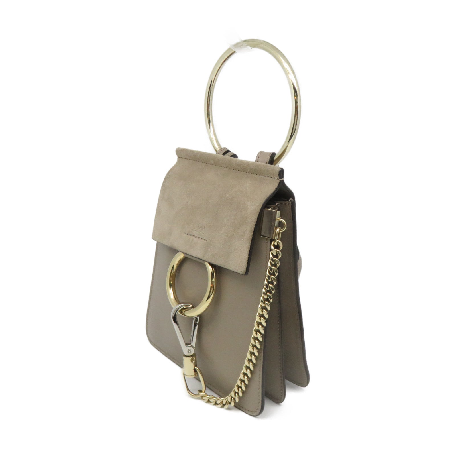 Chloe 牛皮皮革/麂皮皮革Faye Mini Bag 2Way Shoulder Bag手挽肩背两用袋灰色