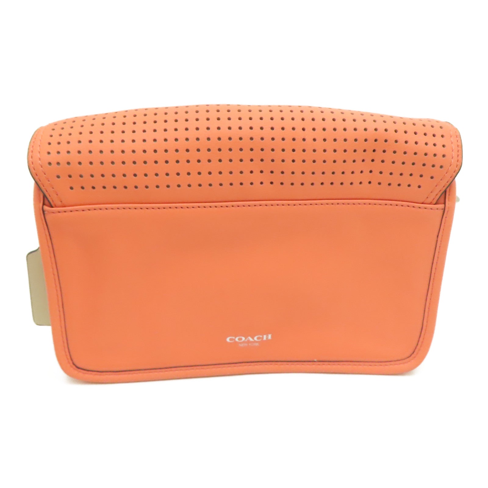 COACH 牛皮皮革Shoulder Bag银扣肩背袋橙色