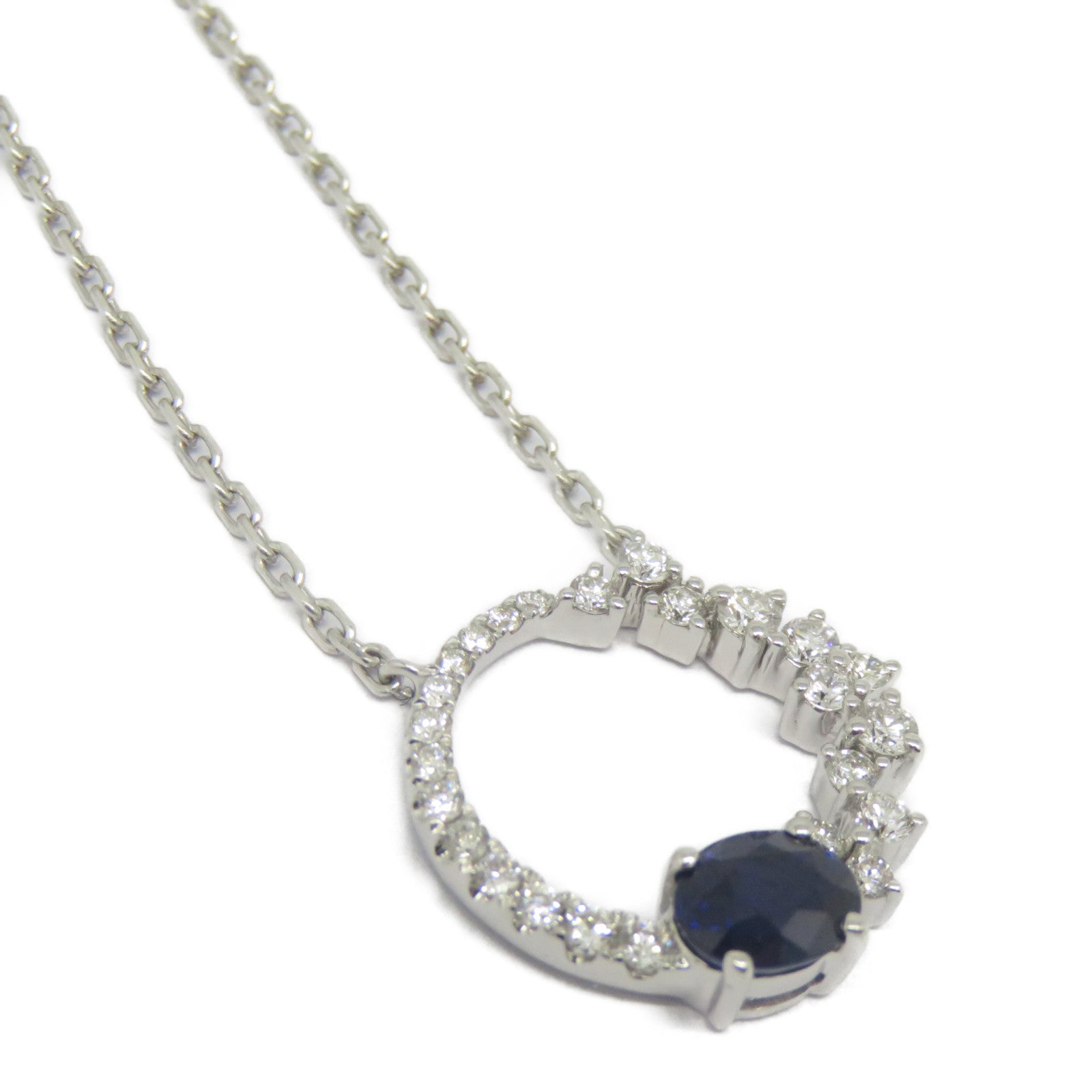 JEWELRY 【激減優惠】18K白金Sapphire Diamond Necklace 0.524ct藍寶石/0.27ct鑽石項鍊