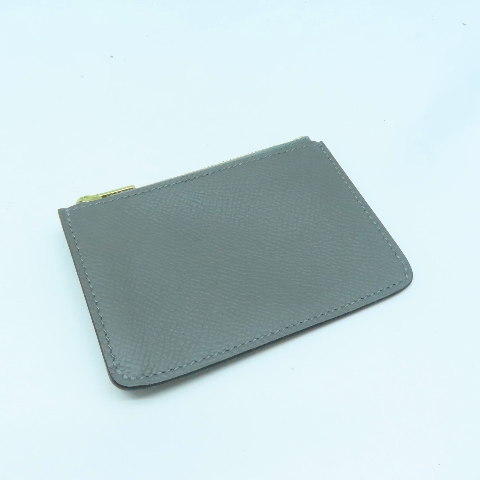 HERMES Epsom皮革Constance Slim金扣錢包積雨雲灰