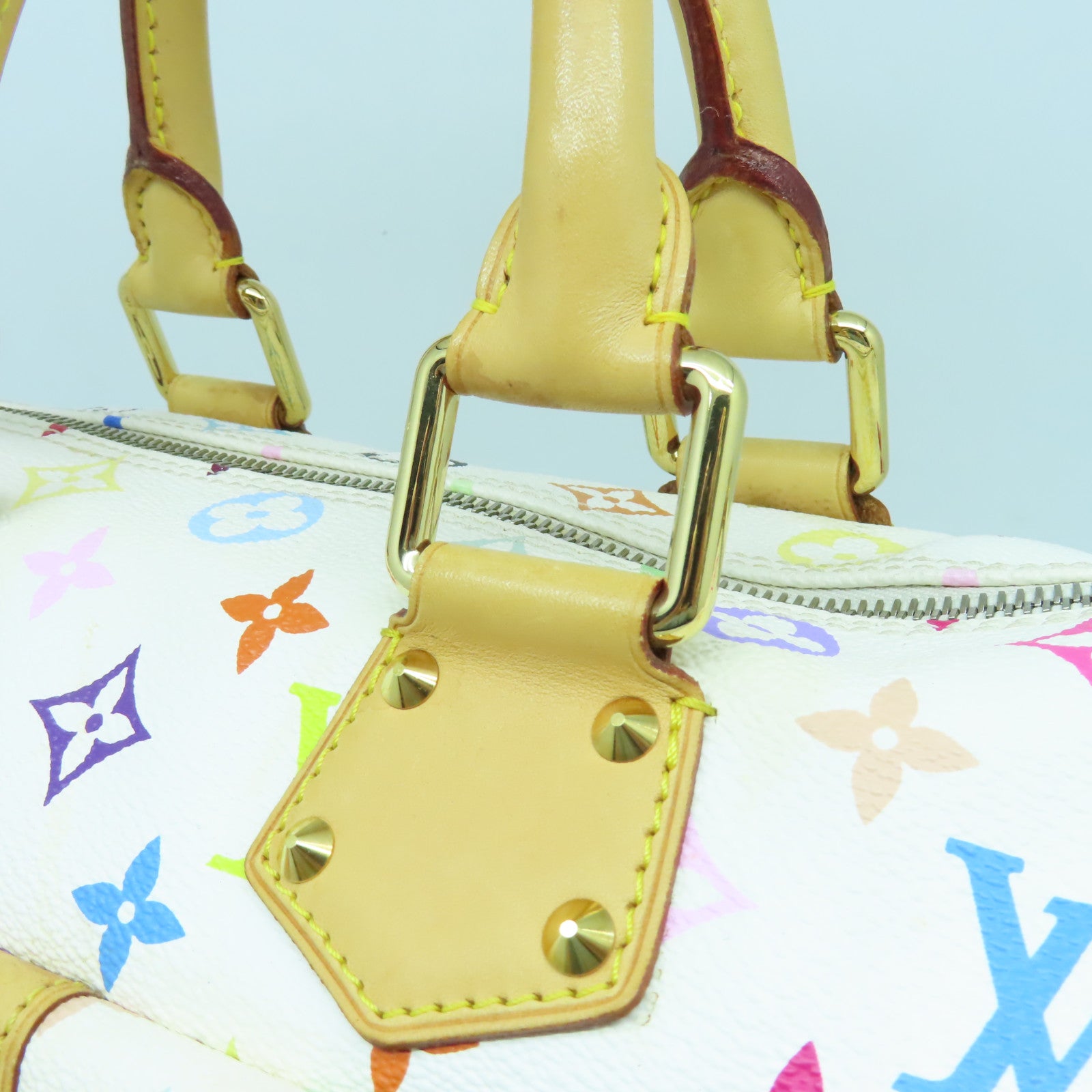 LOUIS VUITTON Monogram Multicolore Speedy 30金扣手挽袋白色
