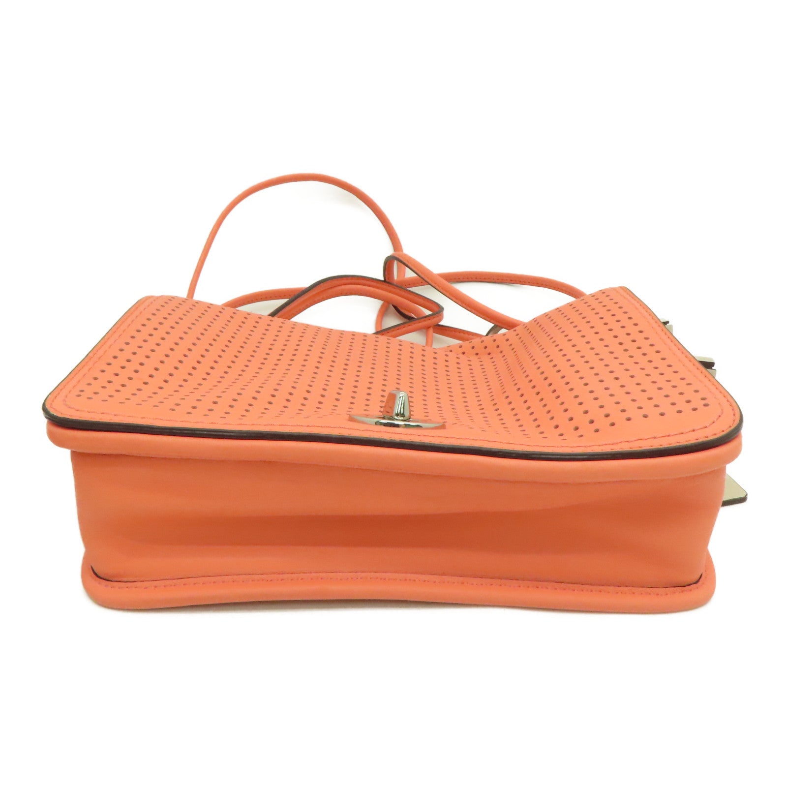 COACH 牛皮皮革Shoulder Bag银扣肩背袋橙色