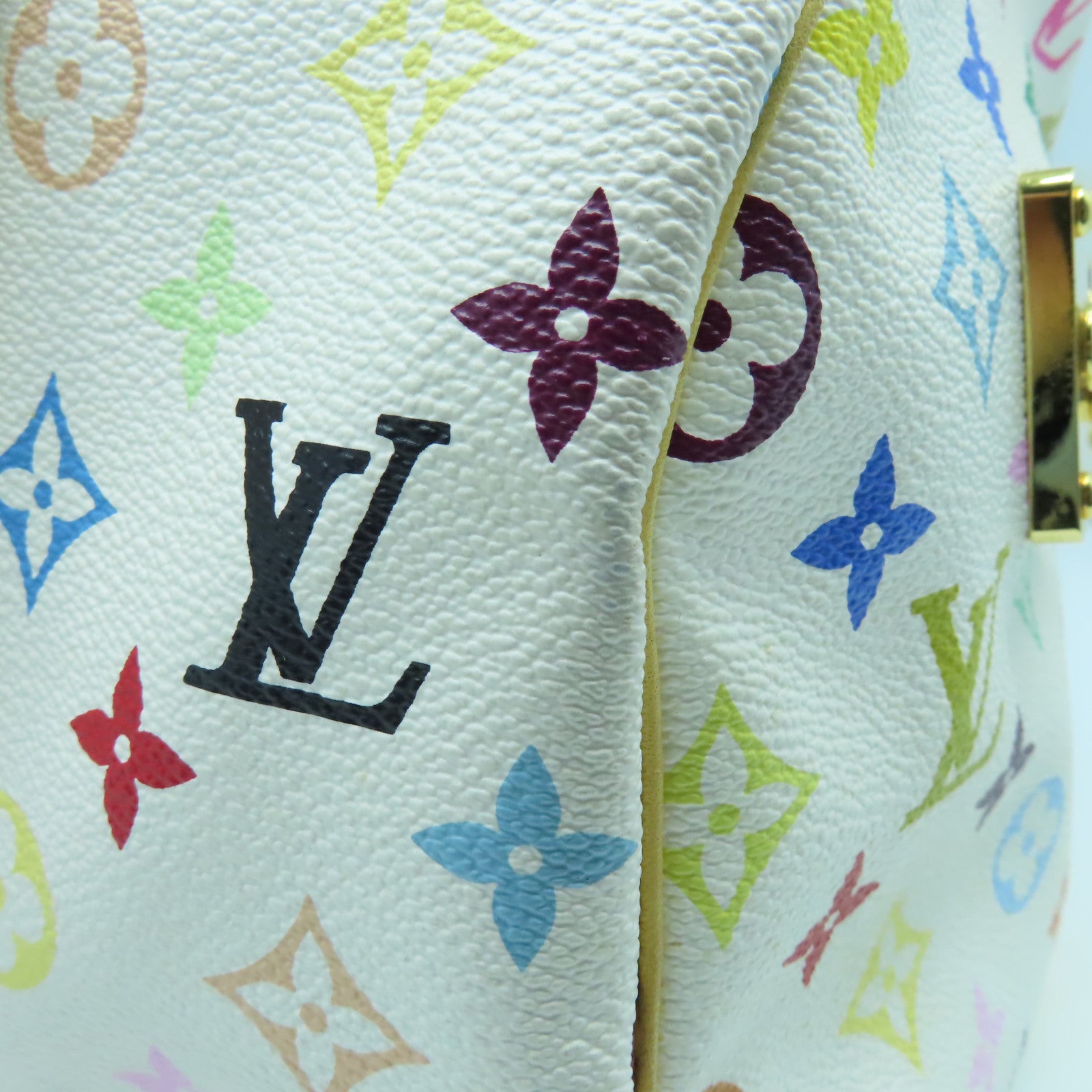 LOUIS VUITTON Monogram Multicolore Speedy 30金扣手挽袋白色