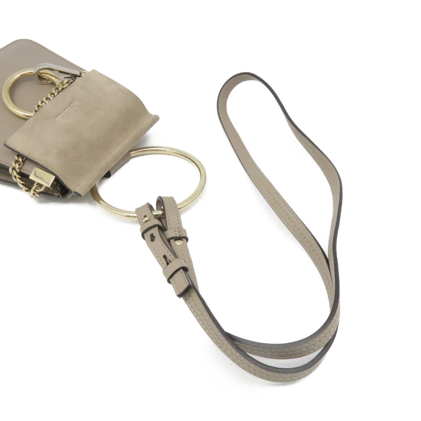Chloe 牛皮皮革/麂皮皮革Faye Mini Bag 2Way Shoulder Bag手挽肩背两用袋灰色