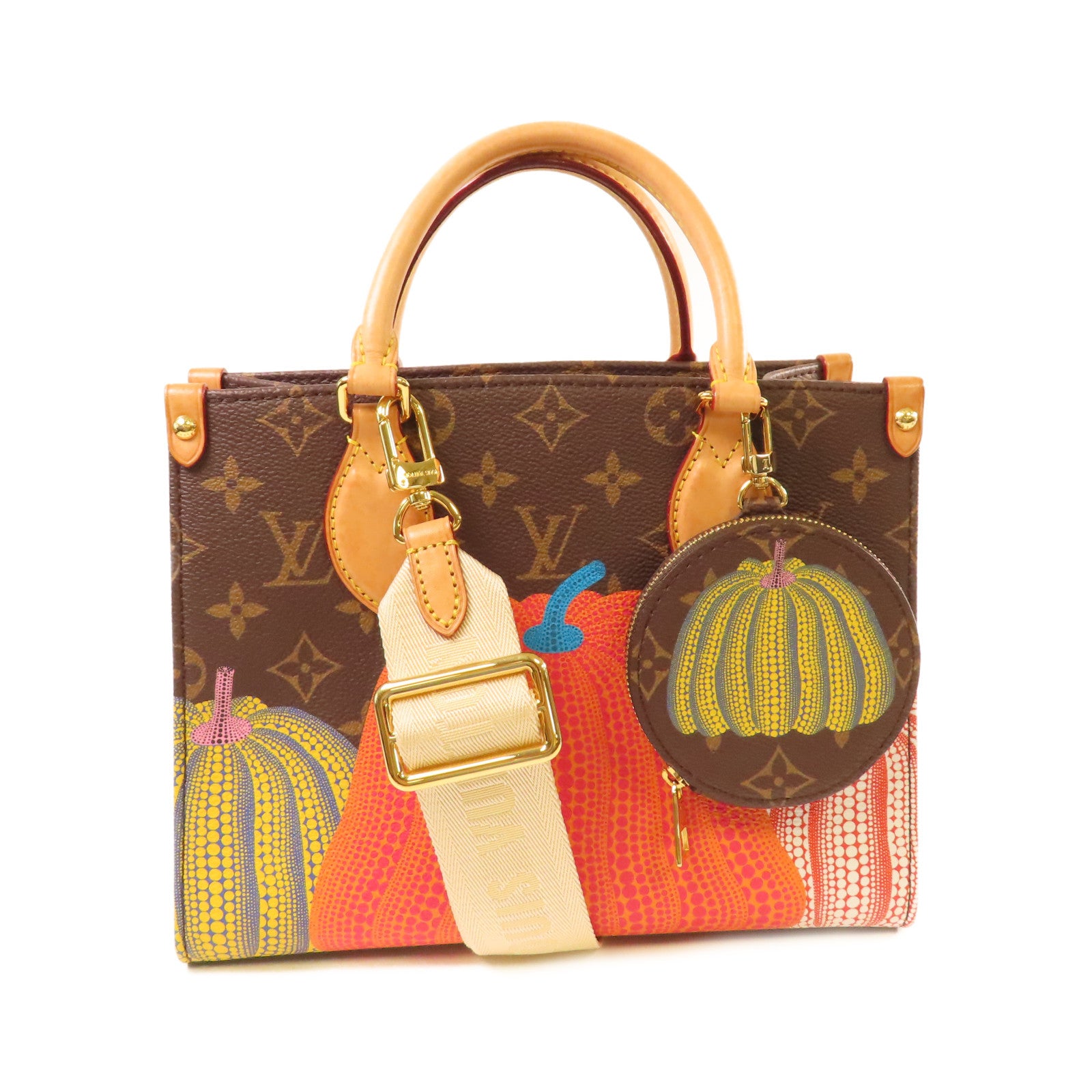 LOUIS VUITTON Monogram LV x YK OnTheGo PM 2Way Shoulder Bag金扣手挽肩背兩用袋啡色/彩色