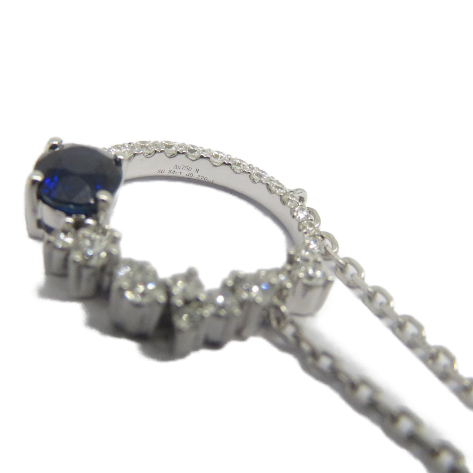 JEWELRY 【激減優惠】18K白金Sapphire Diamond Necklace 0.524ct藍寶石/0.27ct鑽石項鍊