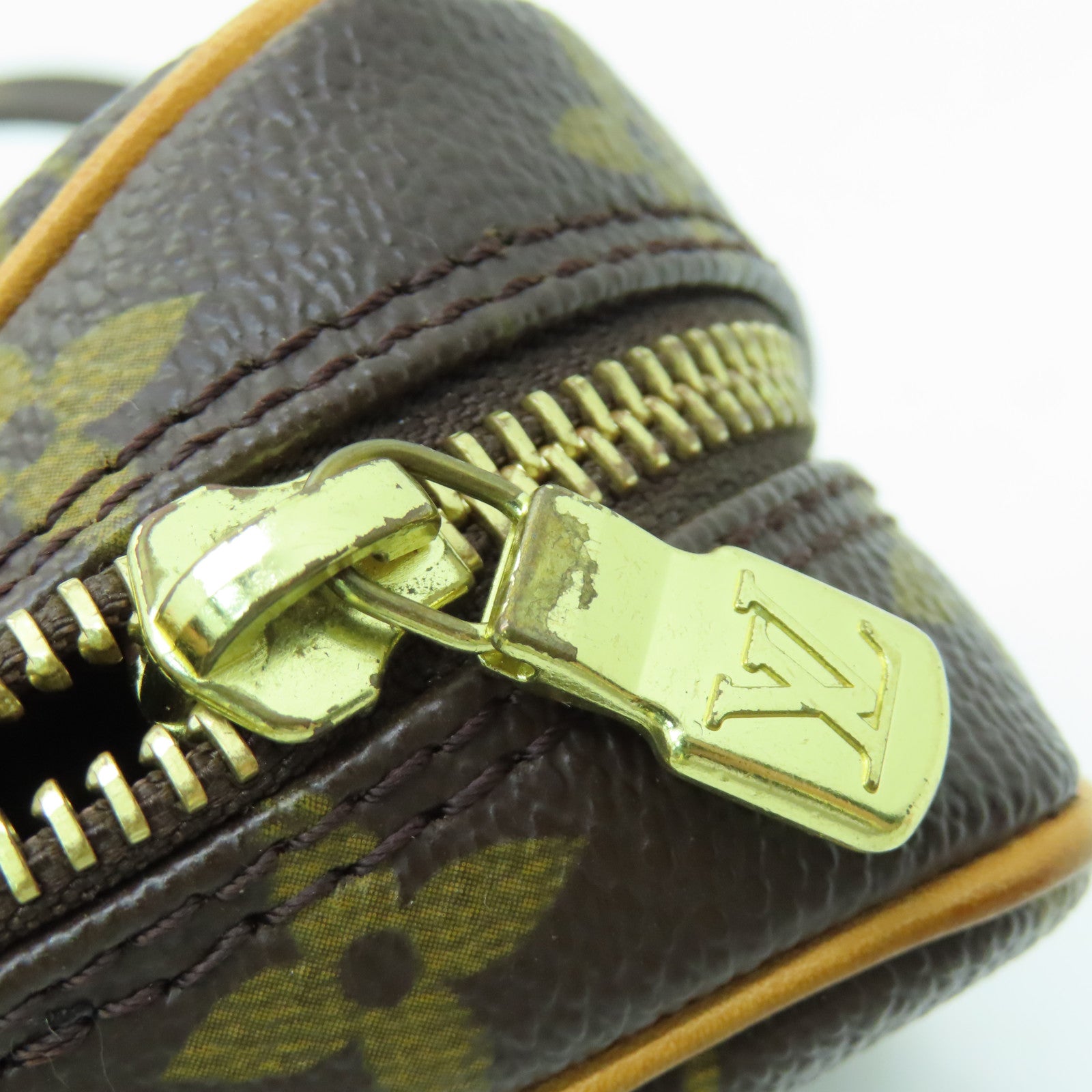 LOUIS VUITTON Monogram Danube Gold Buckle Shoulder Bag Brown