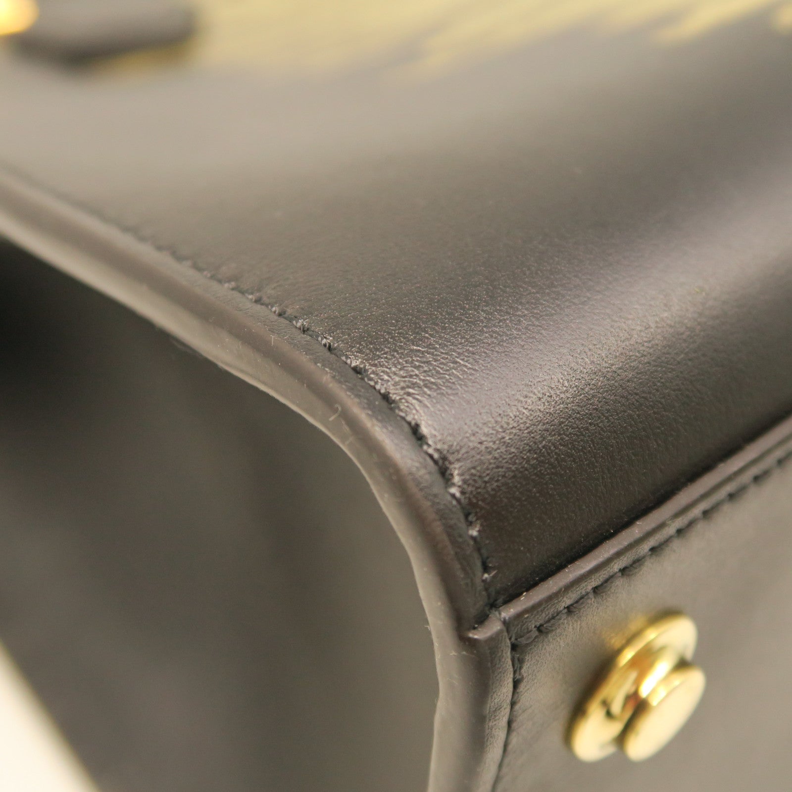 LOUIS VUITTON Cowhide Leather Steamer MM Handle Shoulder Bag Black/Gold