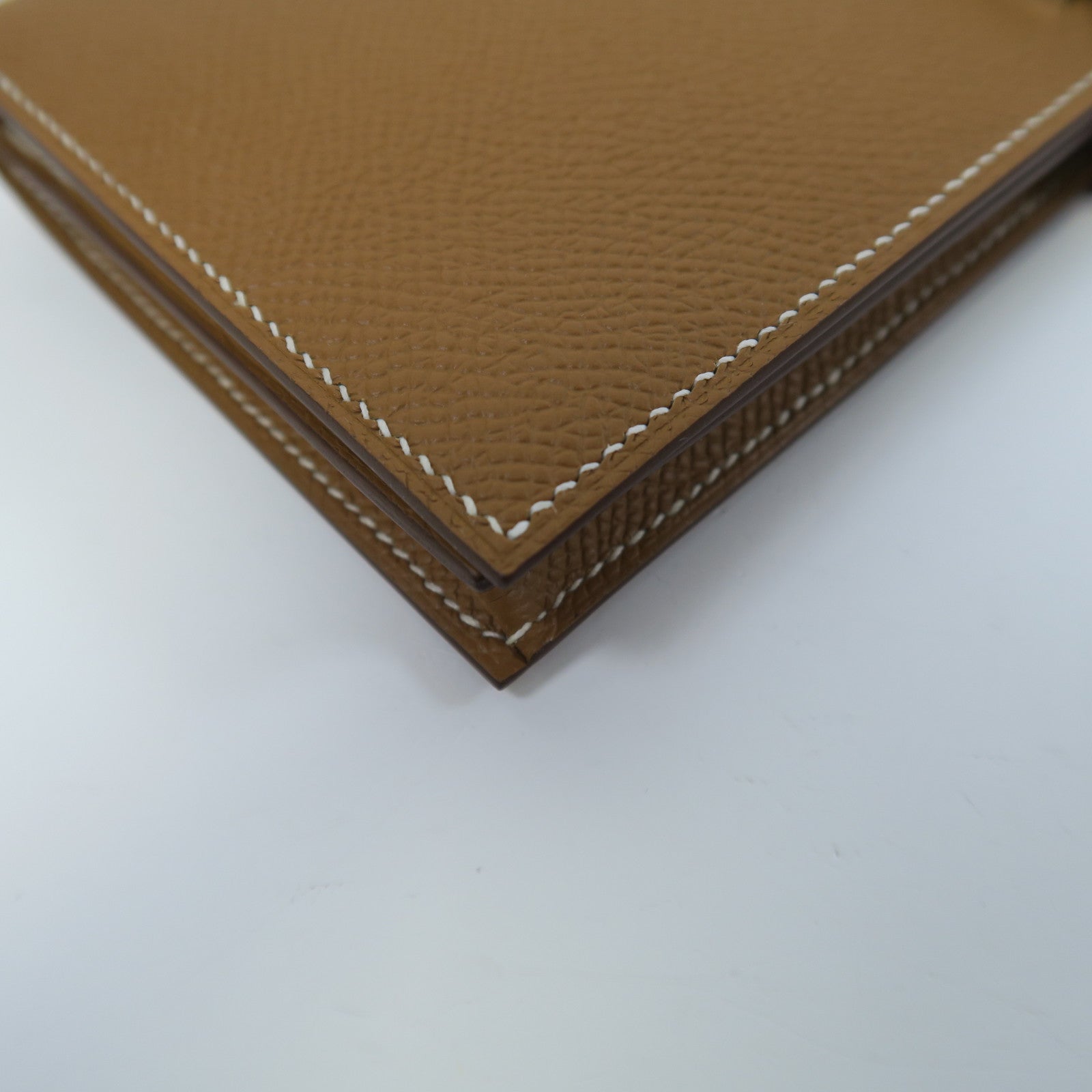 HERMES Epsom皮革Bearn銀扣長錢包經典駝色