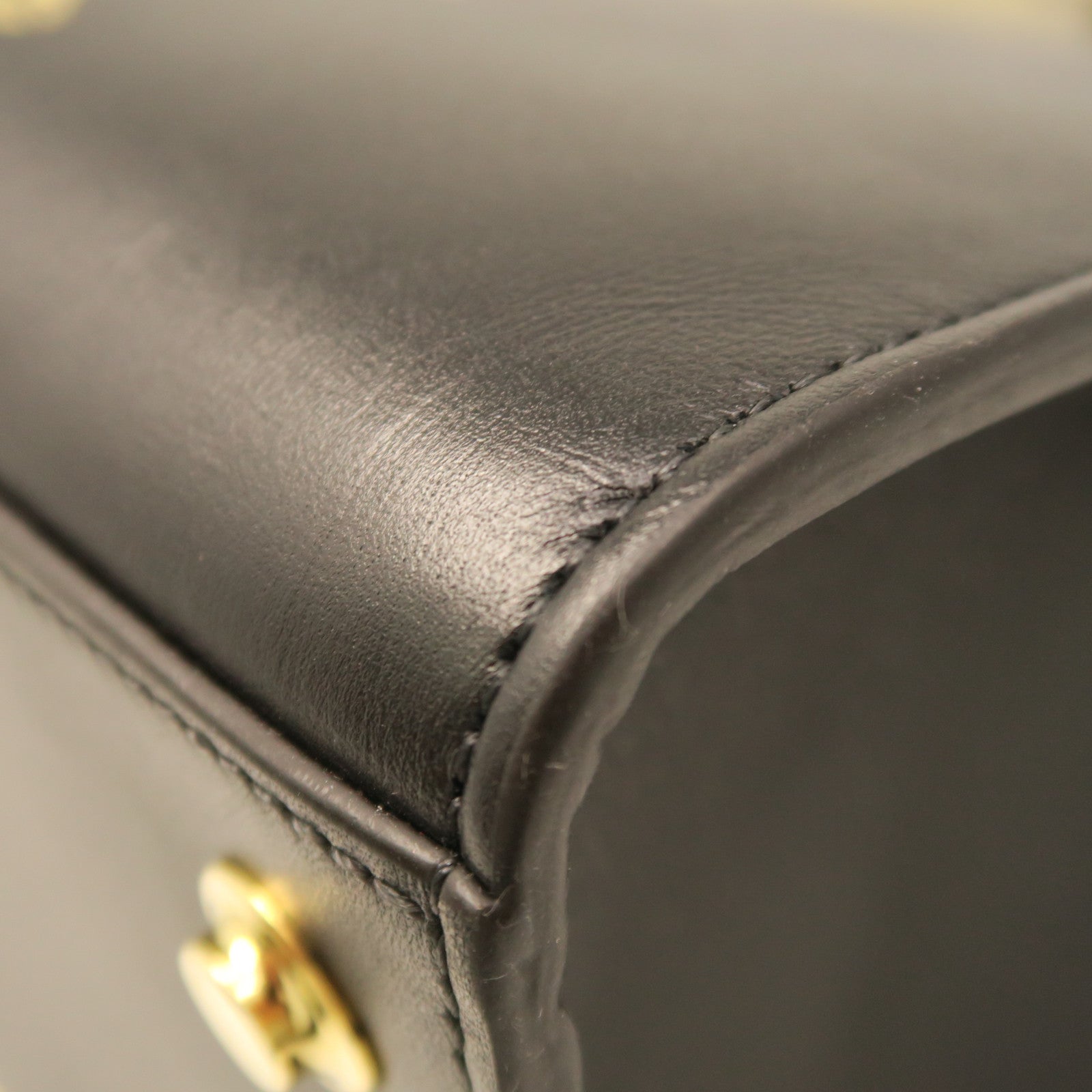 LOUIS VUITTON Cowhide Leather Steamer MM Handle Shoulder Bag Black/Gold