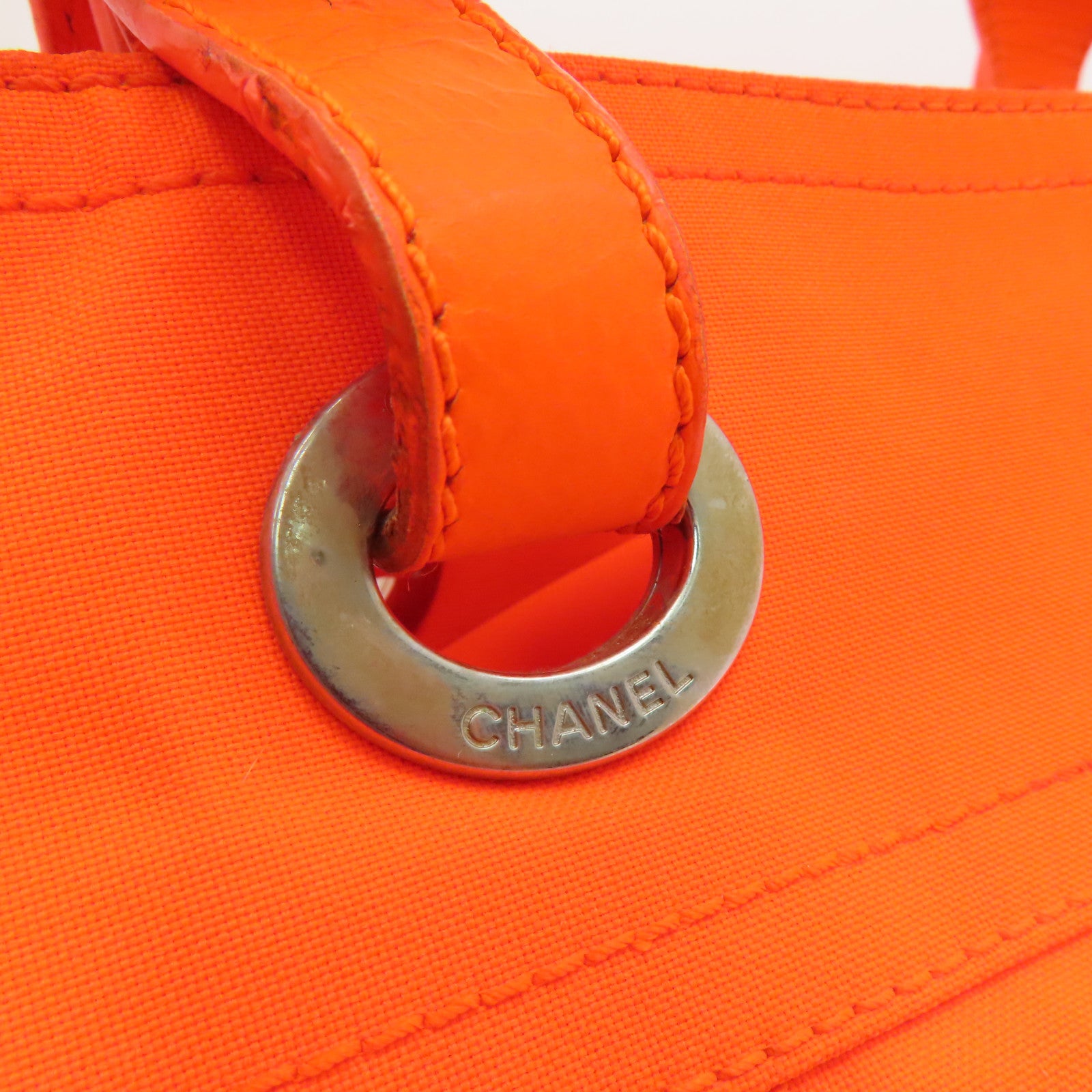 CHANEL 【激減優惠】菱格聚酯纖維Hand Bag銀扣手挽袋橙色