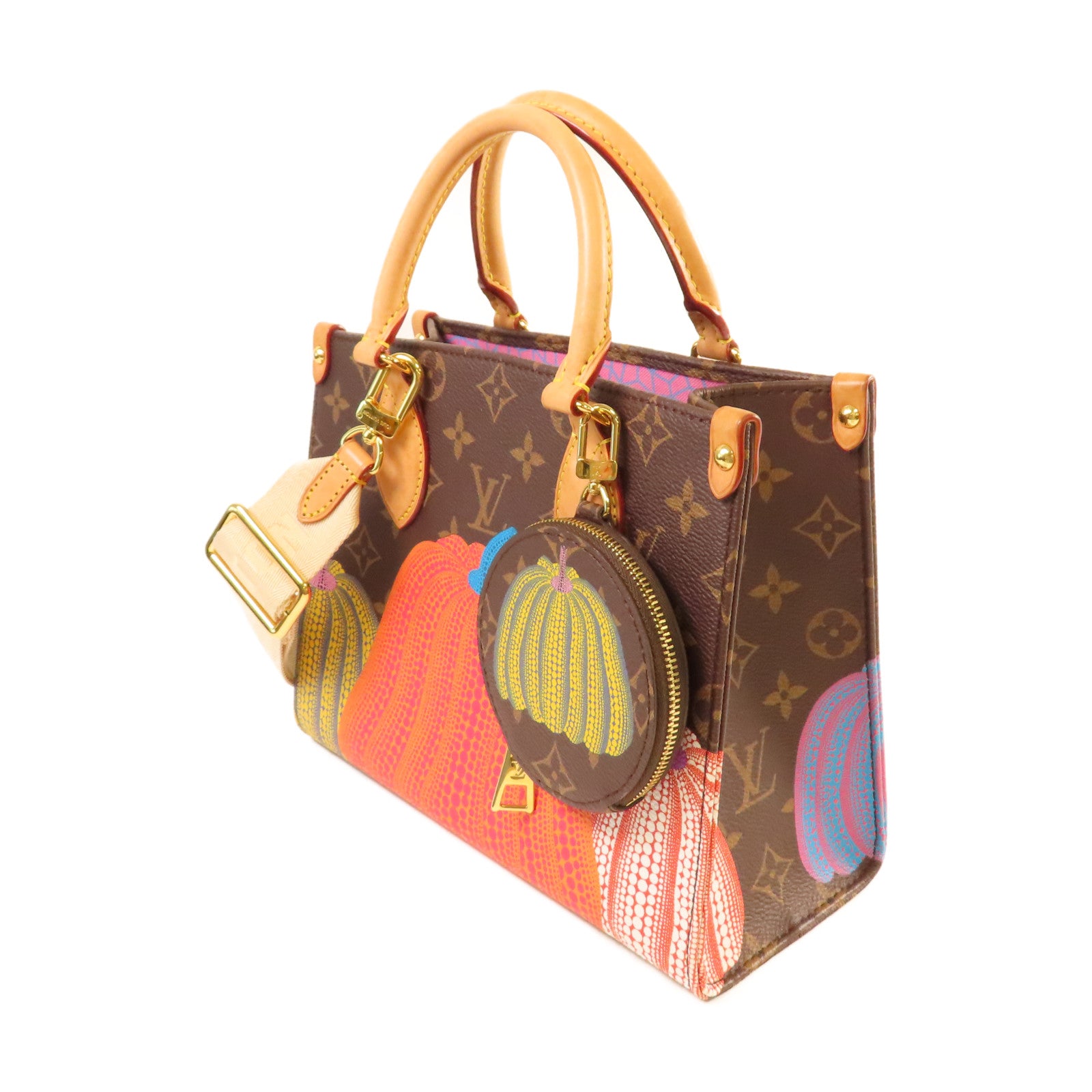 LOUIS VUITTON Monogram LV x YK OnTheGo PM 2Way Shoulder Bag金扣手挽肩背兩用袋啡色/彩色