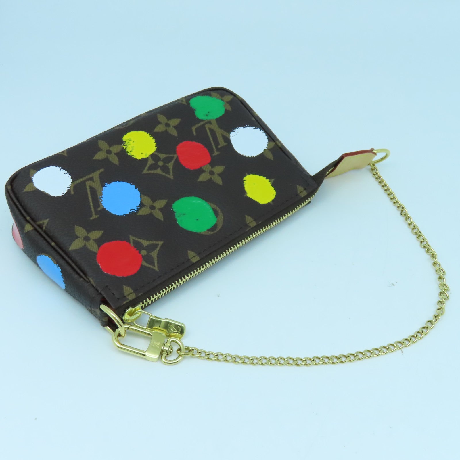 LOUIS VUITTON Monogram LV x YK Mini Pochette Accessories金扣手拿包啡色/彩色