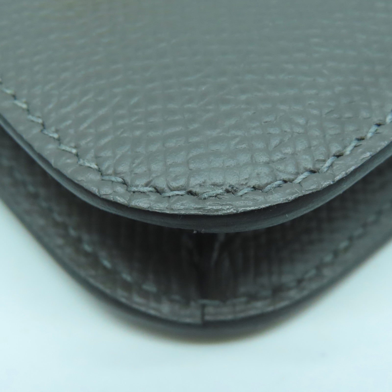 HERMES Epsom皮革Constance Slim金扣錢包積雨雲灰