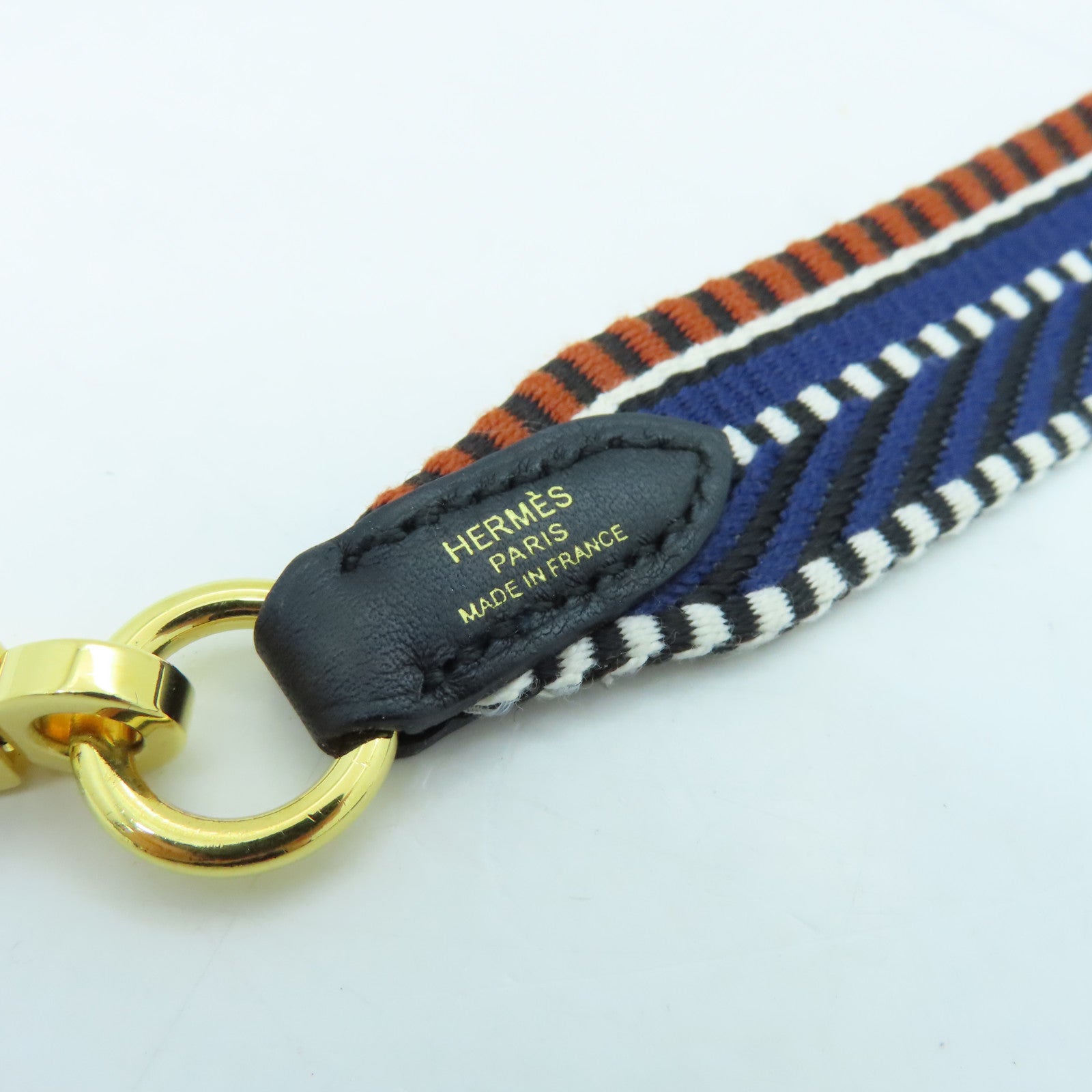 HERMES 帆布Strap金扣肩帶彩色