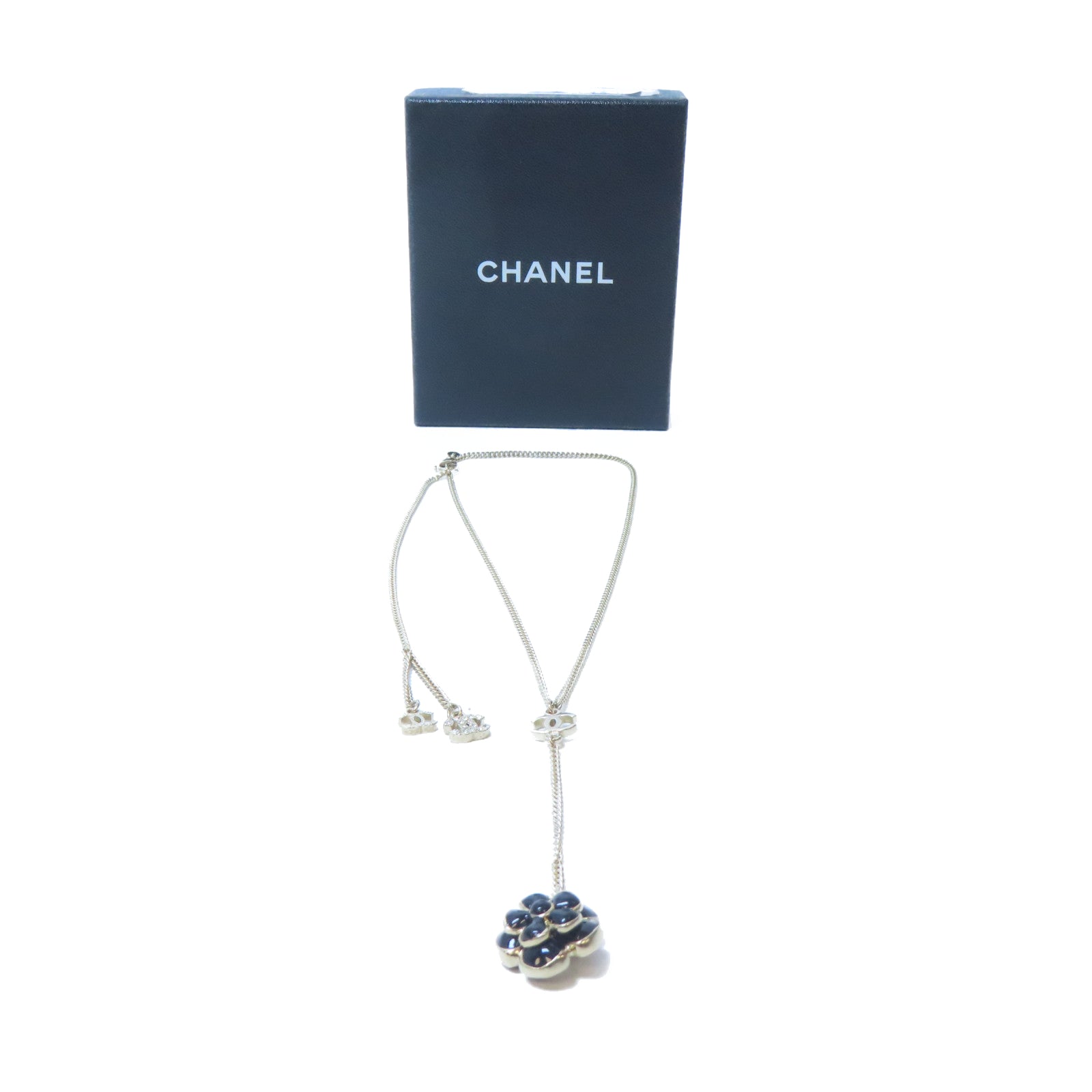 CHANEL 金屬Necklace金扣項鍊金色/黑色