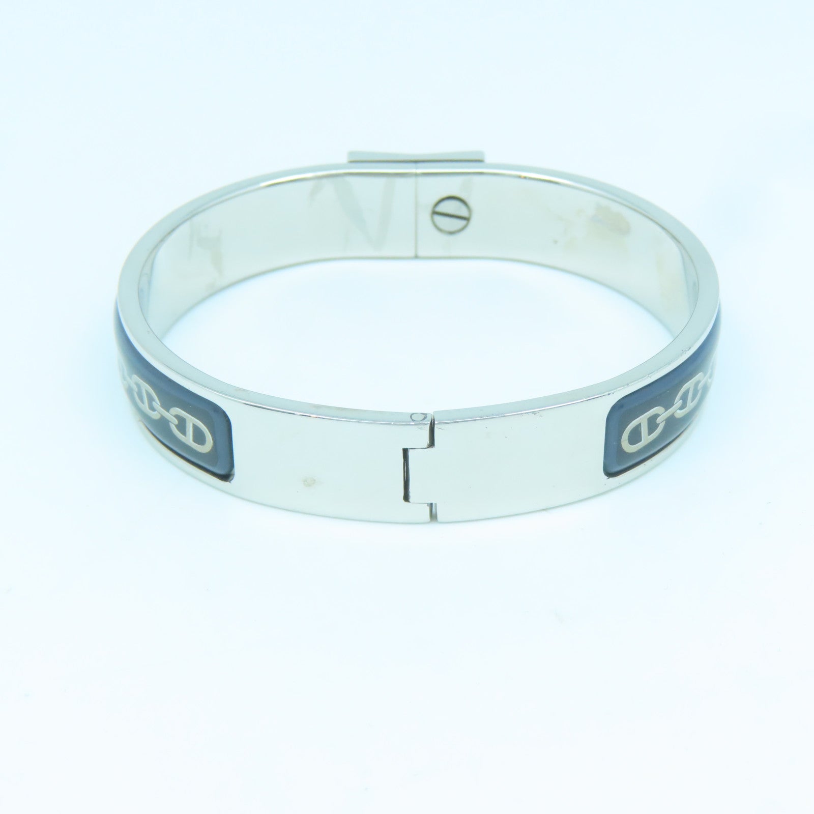 HERMES Metal Bangle Bangle Blue Silver