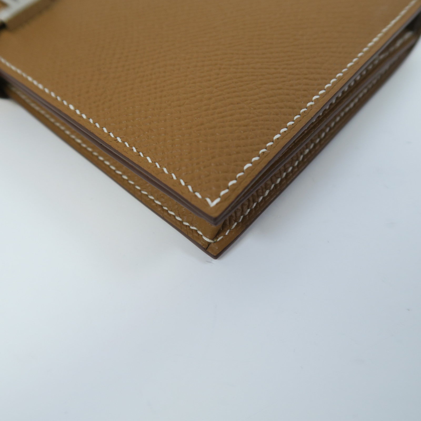 HERMES Epsom皮革Bearn銀扣長錢包經典駝色