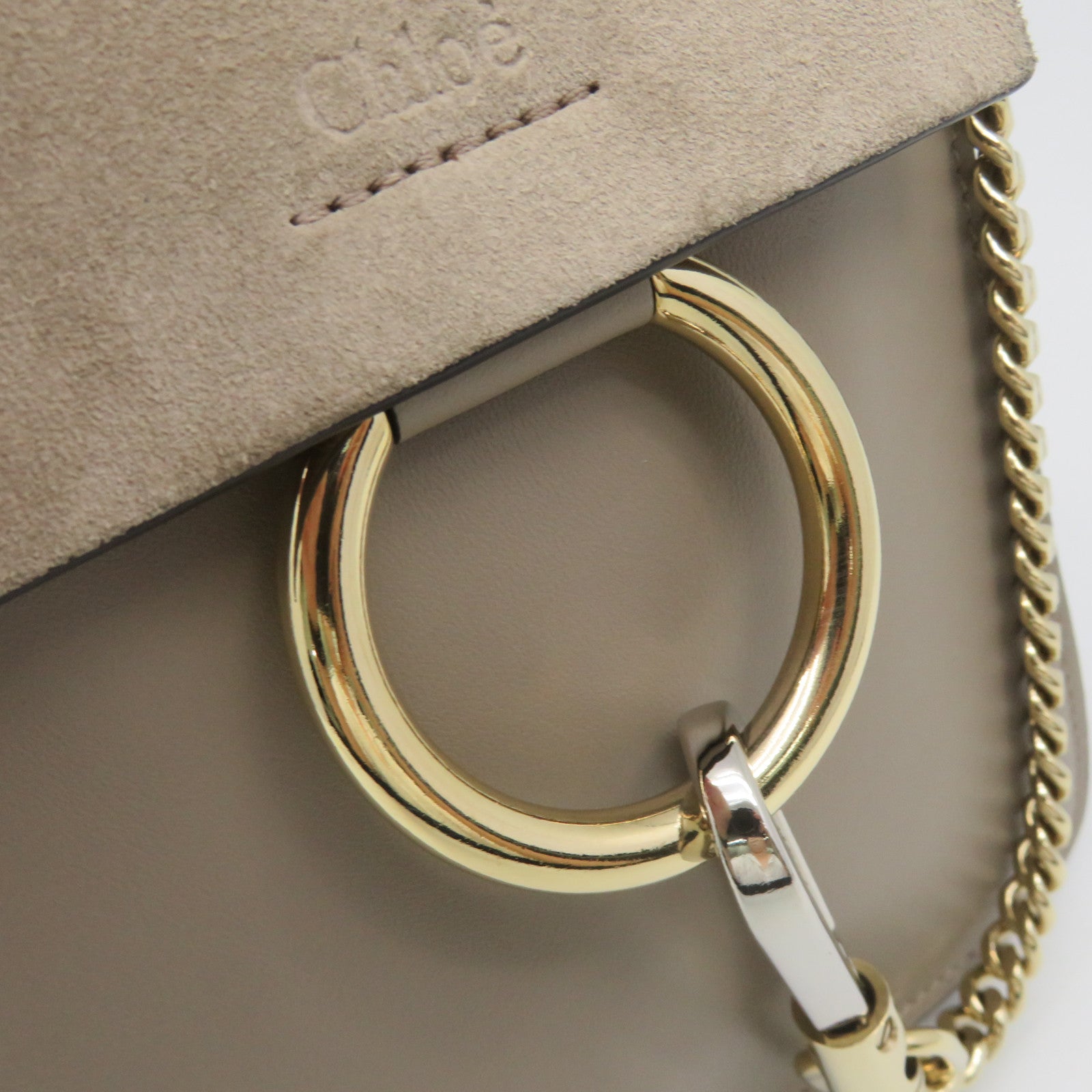Chloe 牛皮皮革/麂皮皮革Faye Mini Bag 2Way Shoulder Bag手挽肩背两用袋灰色
