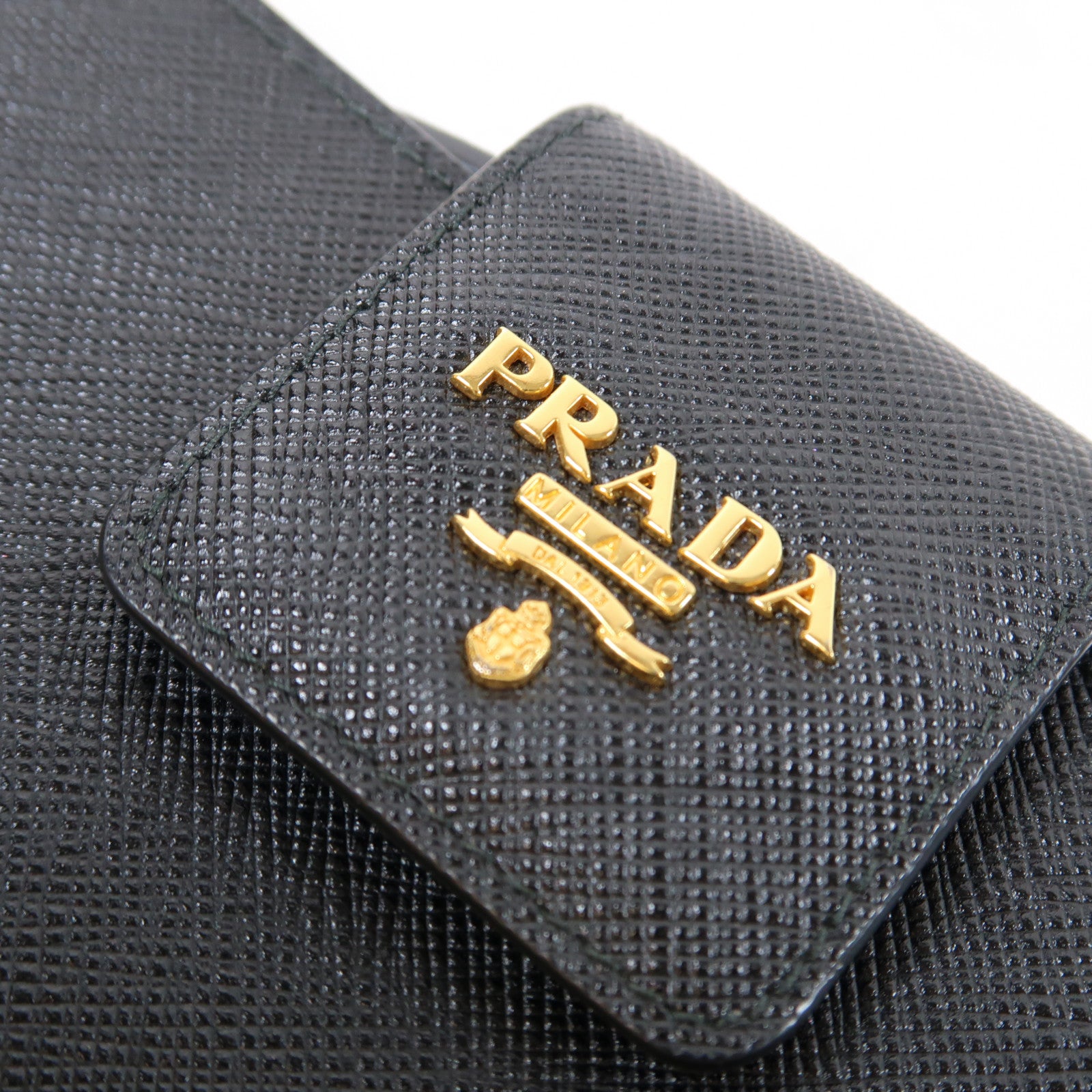 PRADA Saffino皮革2 Way Shoulder Bag金扣手挽肩背兩用袋黑色