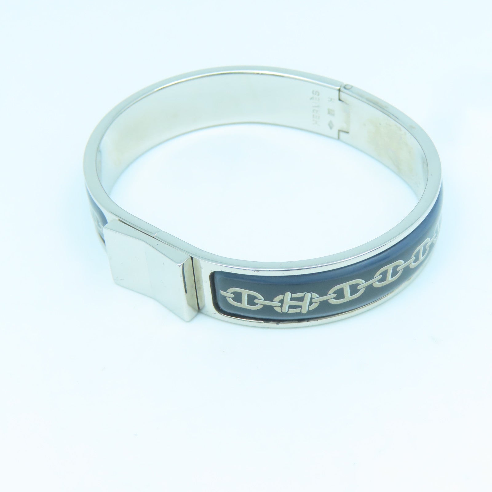 HERMES Metal Bangle Bangle Blue Silver