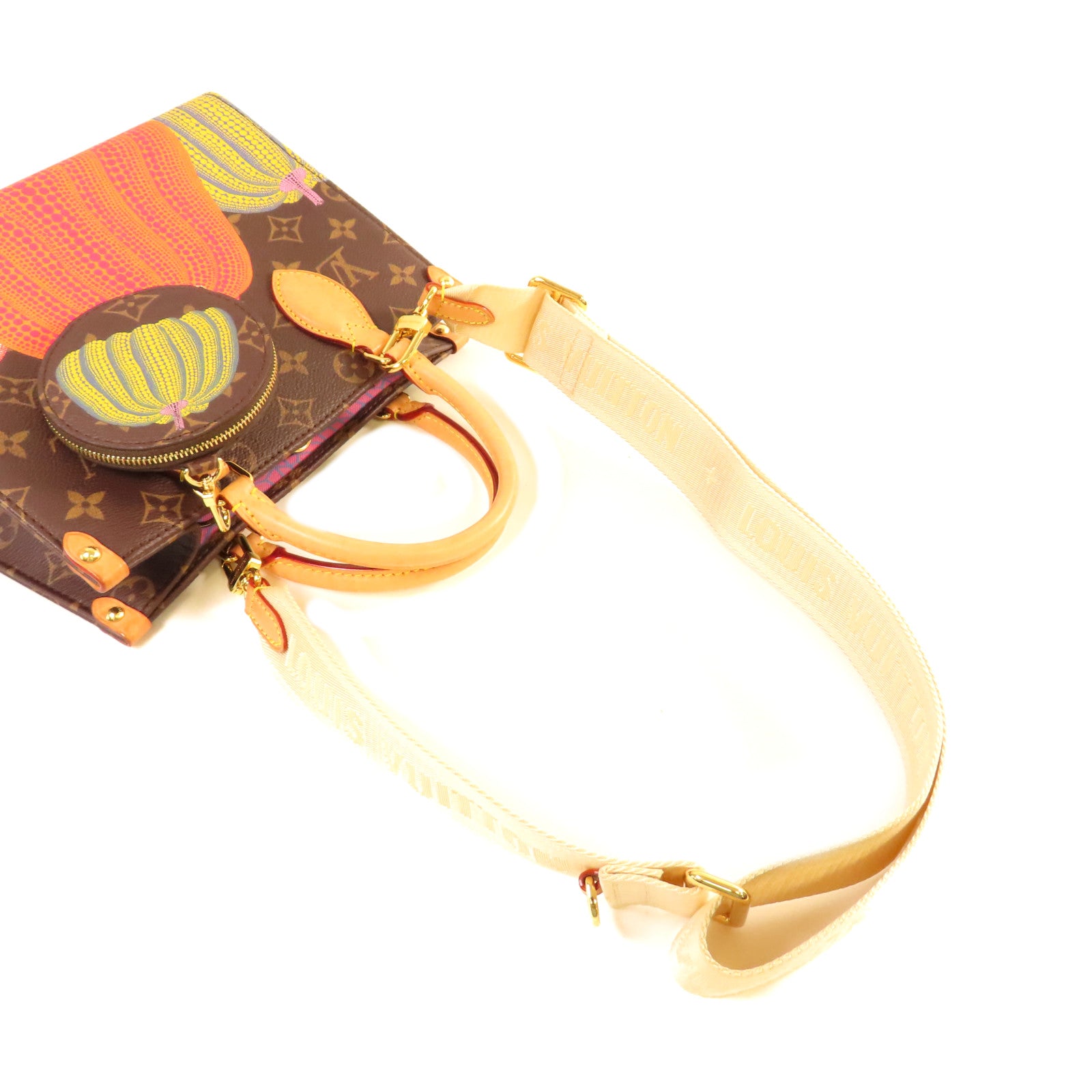 LOUIS VUITTON Monogram LV x YK OnTheGo PM 2Way Shoulder Bag金扣手挽肩背兩用袋啡色/彩色