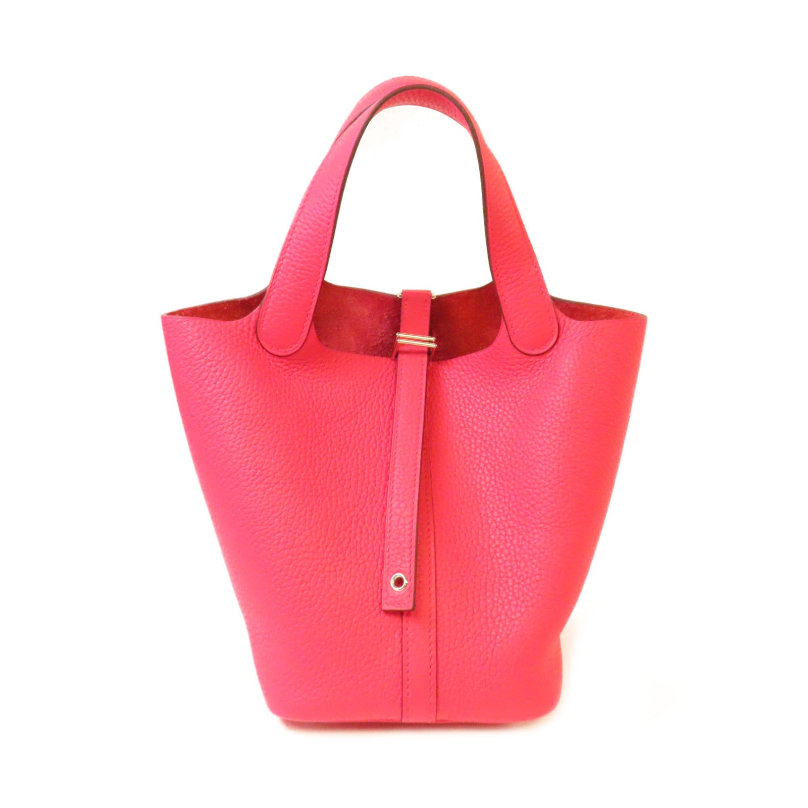 HERMES Clemence皮革Picotin PM Tote Bag銀扣手挽袋Rose Extreme玫瑰桃紅色