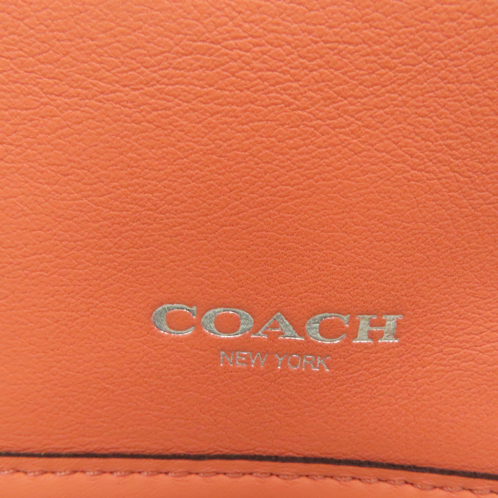 COACH 牛皮皮革Shoulder Bag银扣肩背袋橙色