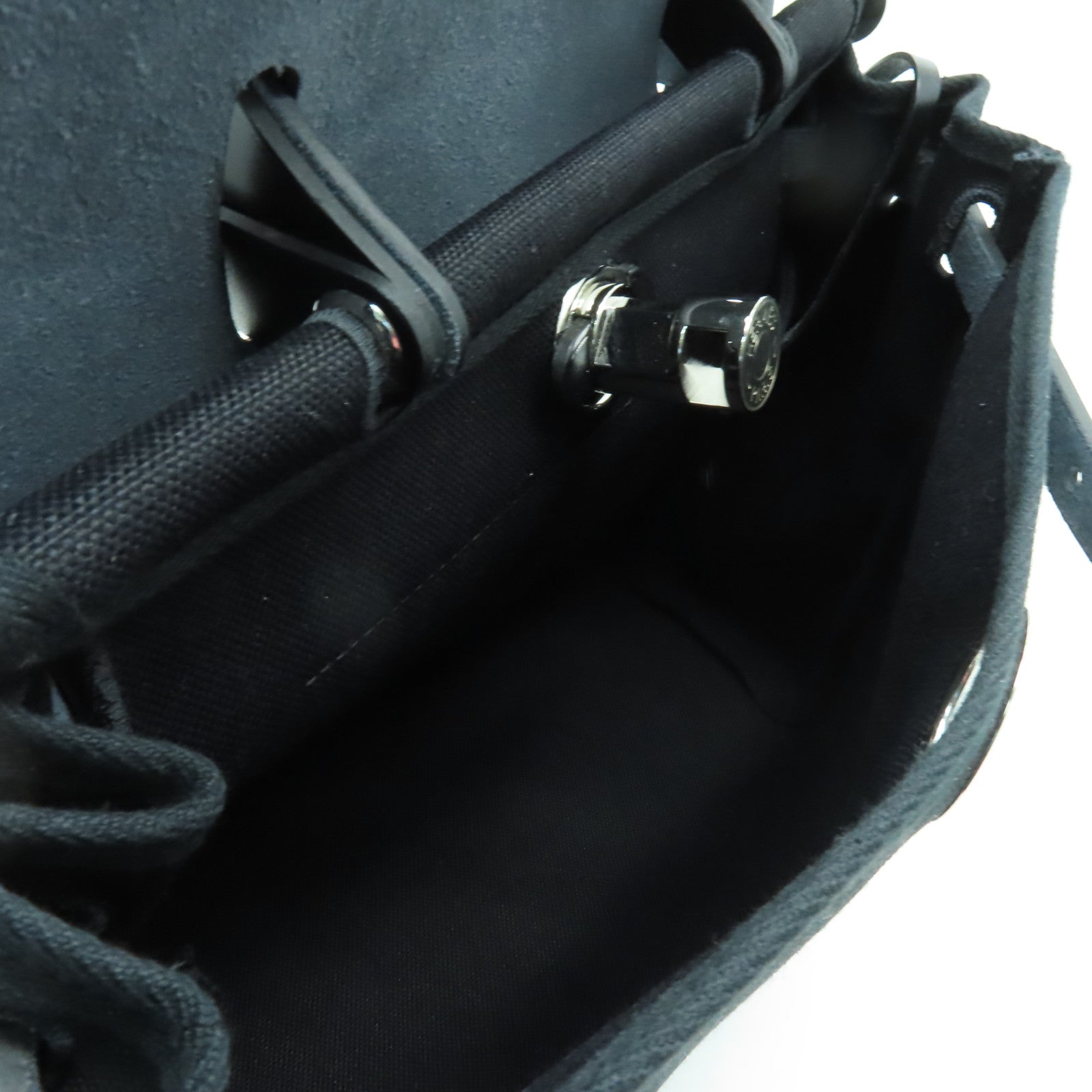 HERMES 帆布Herbag PM銀扣手挽肩背兩用袋黒色