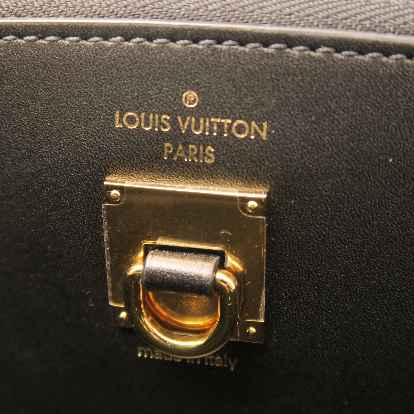 LOUIS VUITTON Cowhide Leather Steamer MM Handle Shoulder Bag Black/Gold