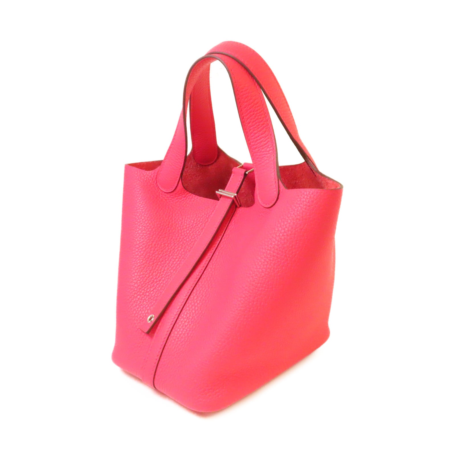 HERMES Clemence皮革Picotin PM Tote Bag銀扣手挽袋Rose Extreme玫瑰桃紅色