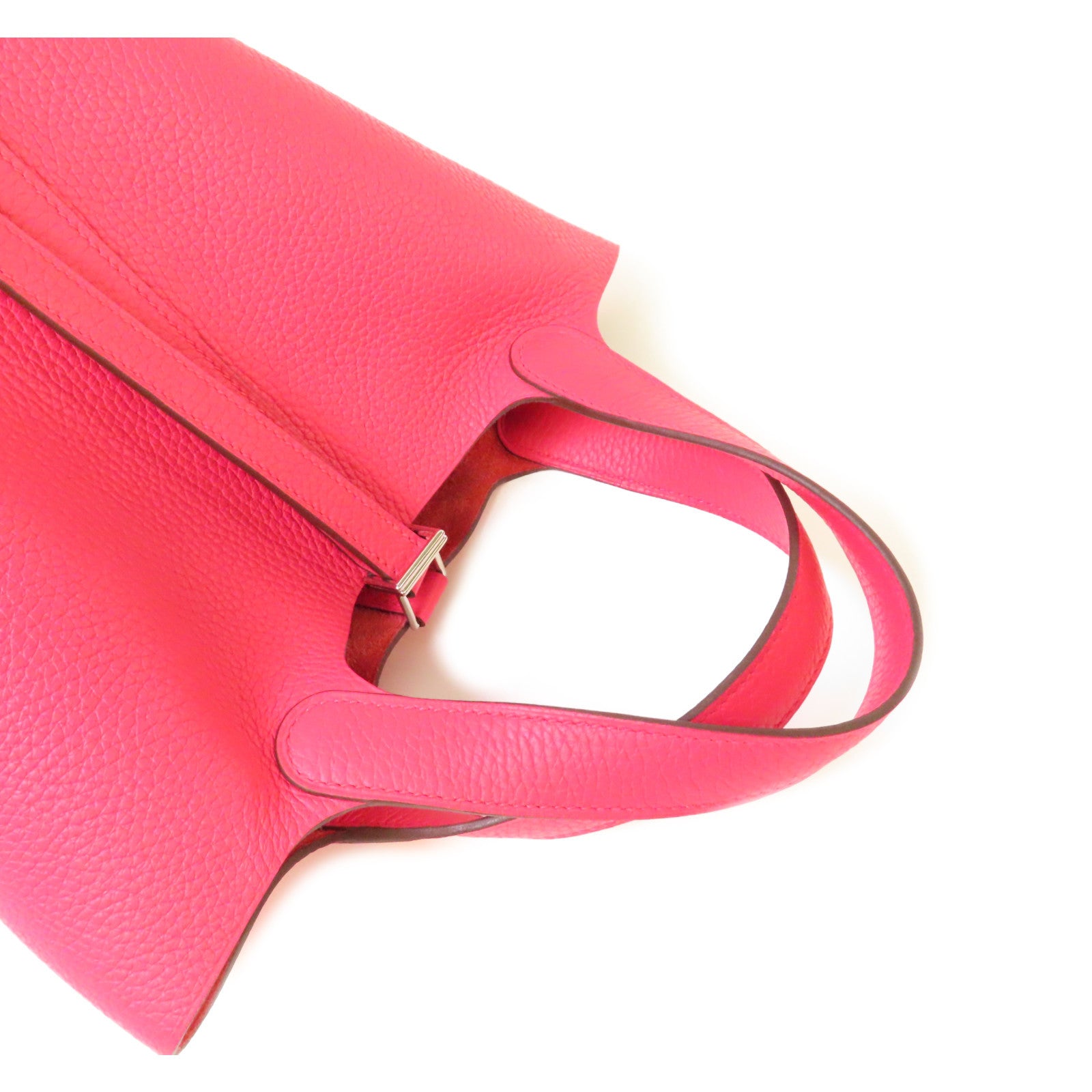 HERMES Clemence皮革Picotin PM Tote Bag銀扣手挽袋Rose Extreme玫瑰桃紅色