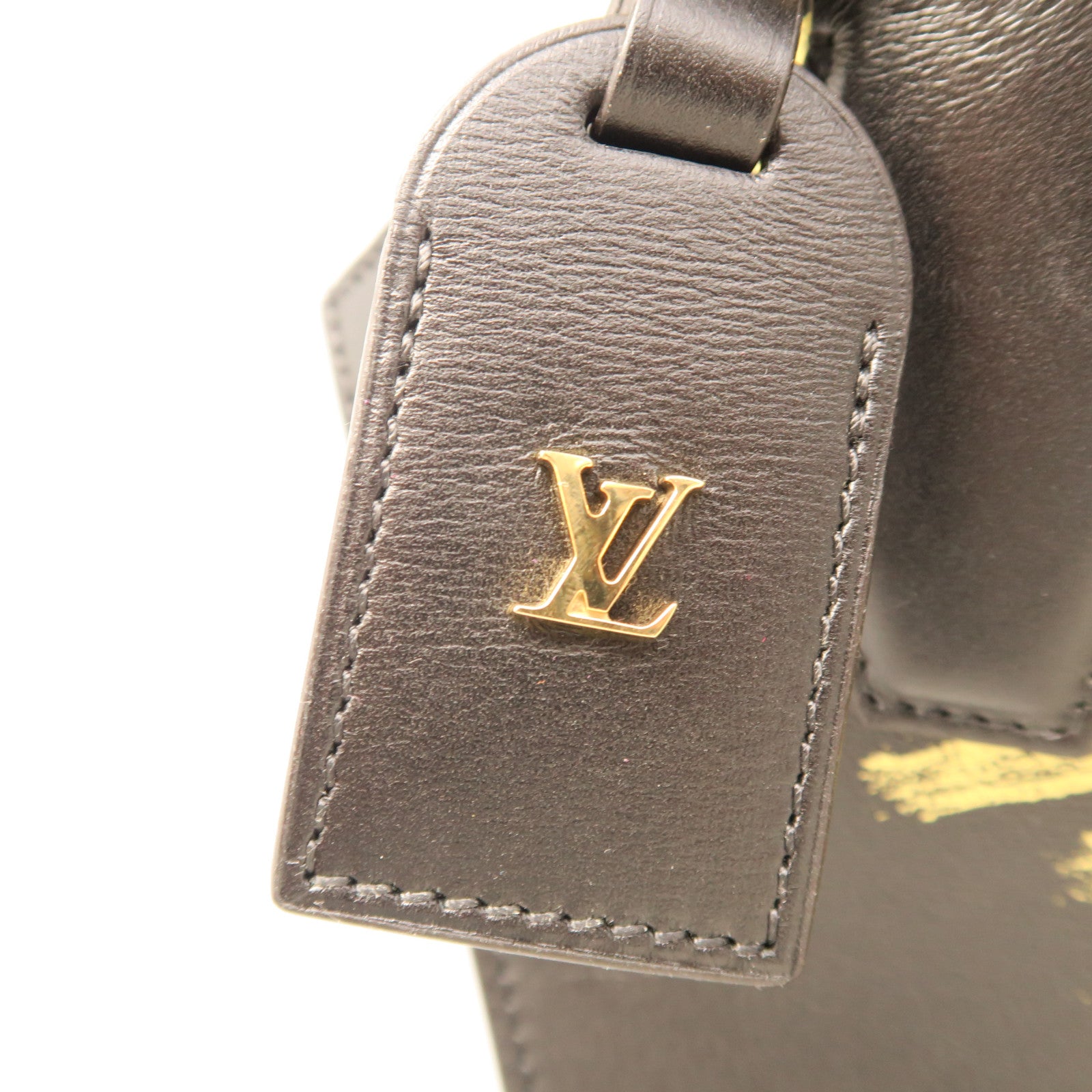 LOUIS VUITTON Cowhide Leather Steamer MM Handle Shoulder Bag Black/Gold