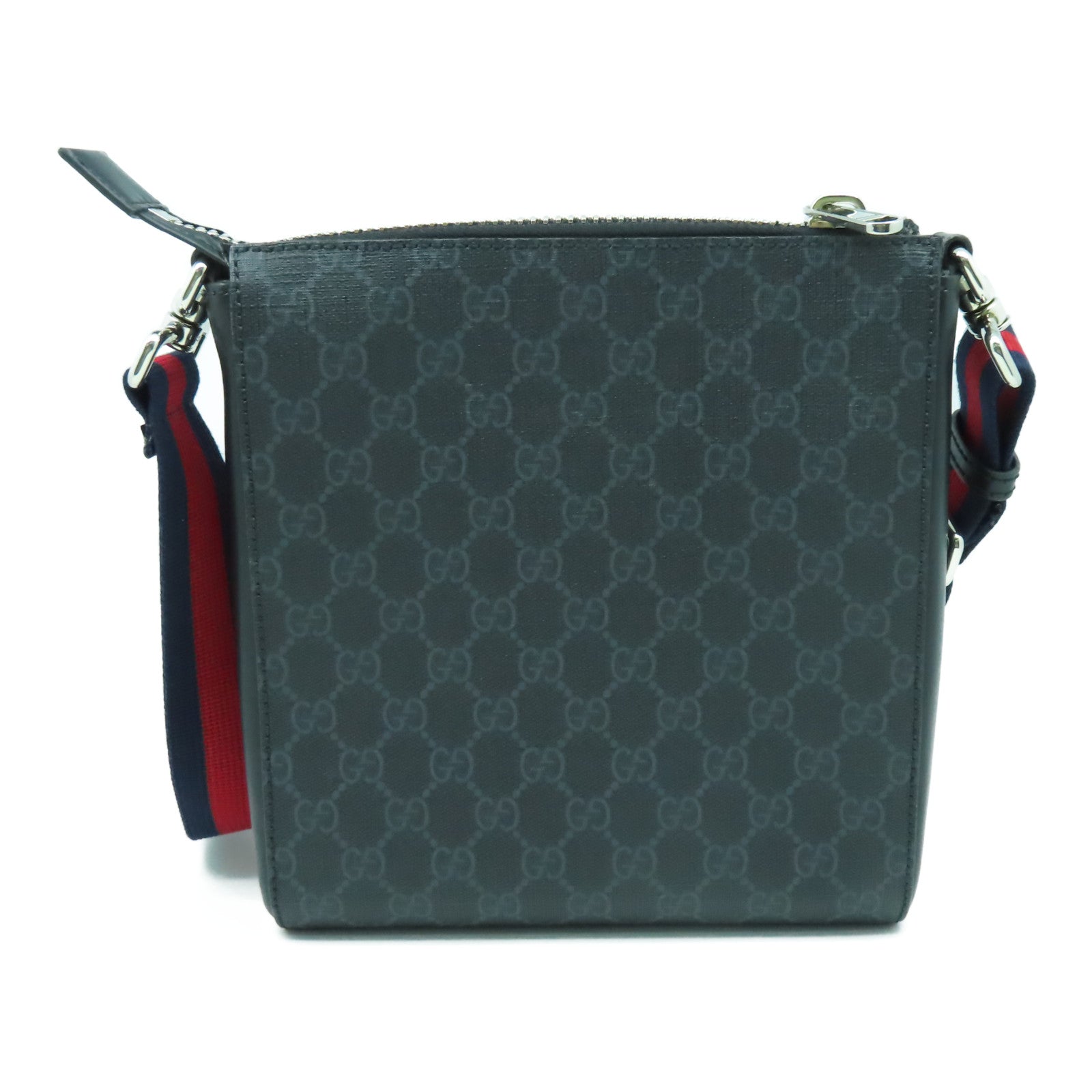 GUCCI 塗層帆布Supreme Messenger銀扣肩背袋黑色