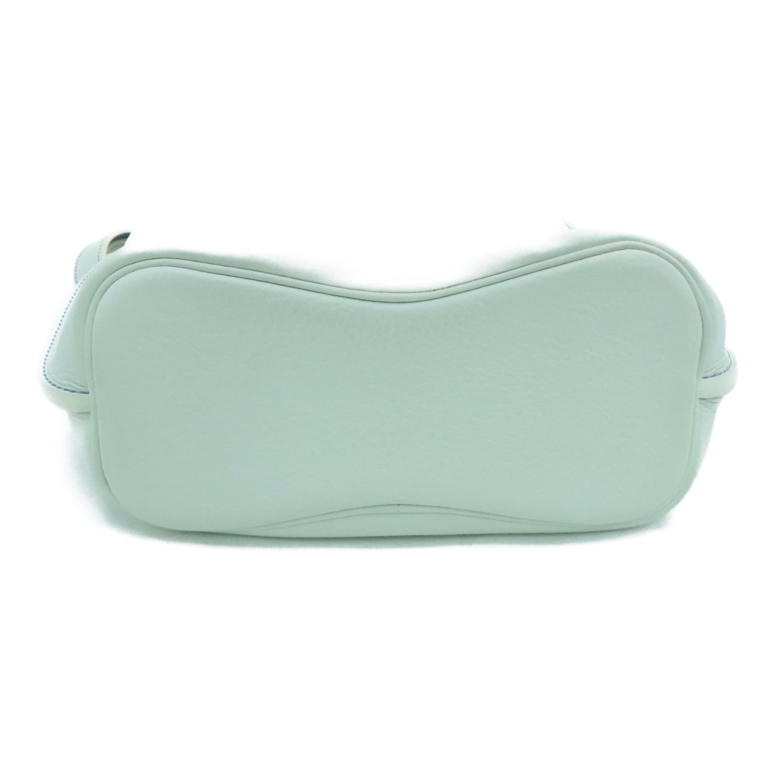 HERMES Clemence皮革So Kelly 22银扣肩背袋White/Bleu Mykonos白色/希腊蓝色