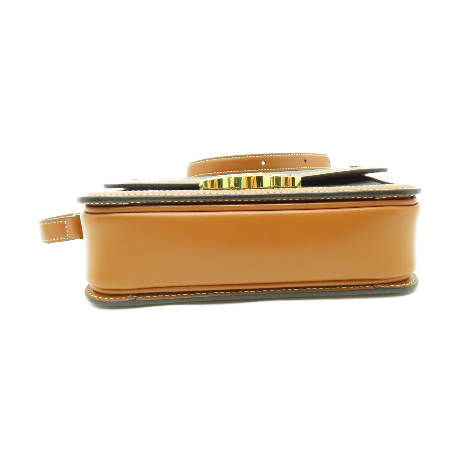 CELINE 牛皮皮革Teen Triomphe Bag金扣肩背袋啡色