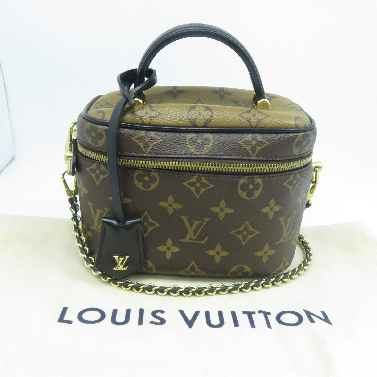 LOUIS VUITTON Monogram Vanity PM金扣手挽肩背兩用袋啡色