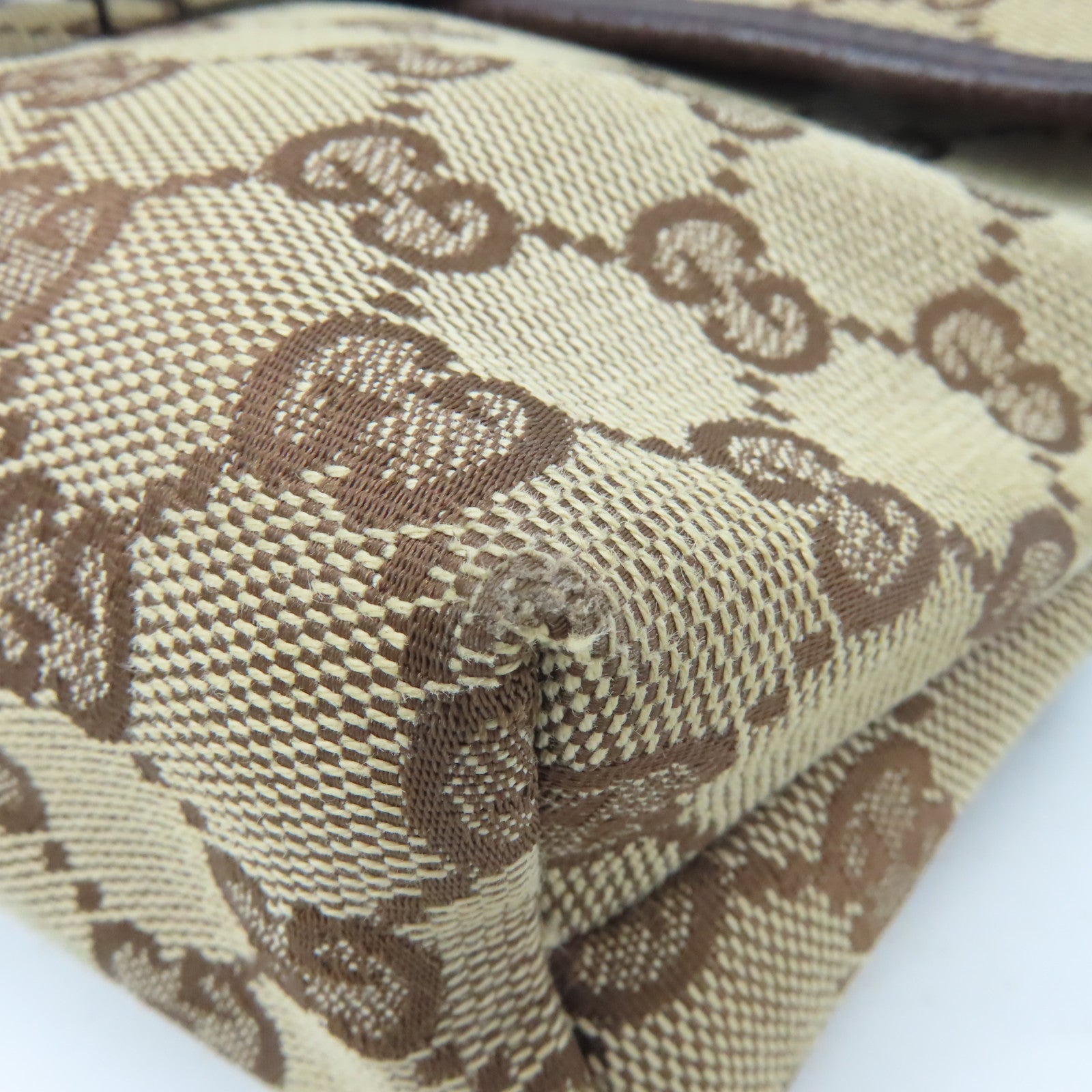 GUCCI GG帆布Waist Body Bag銀扣腰包啡色