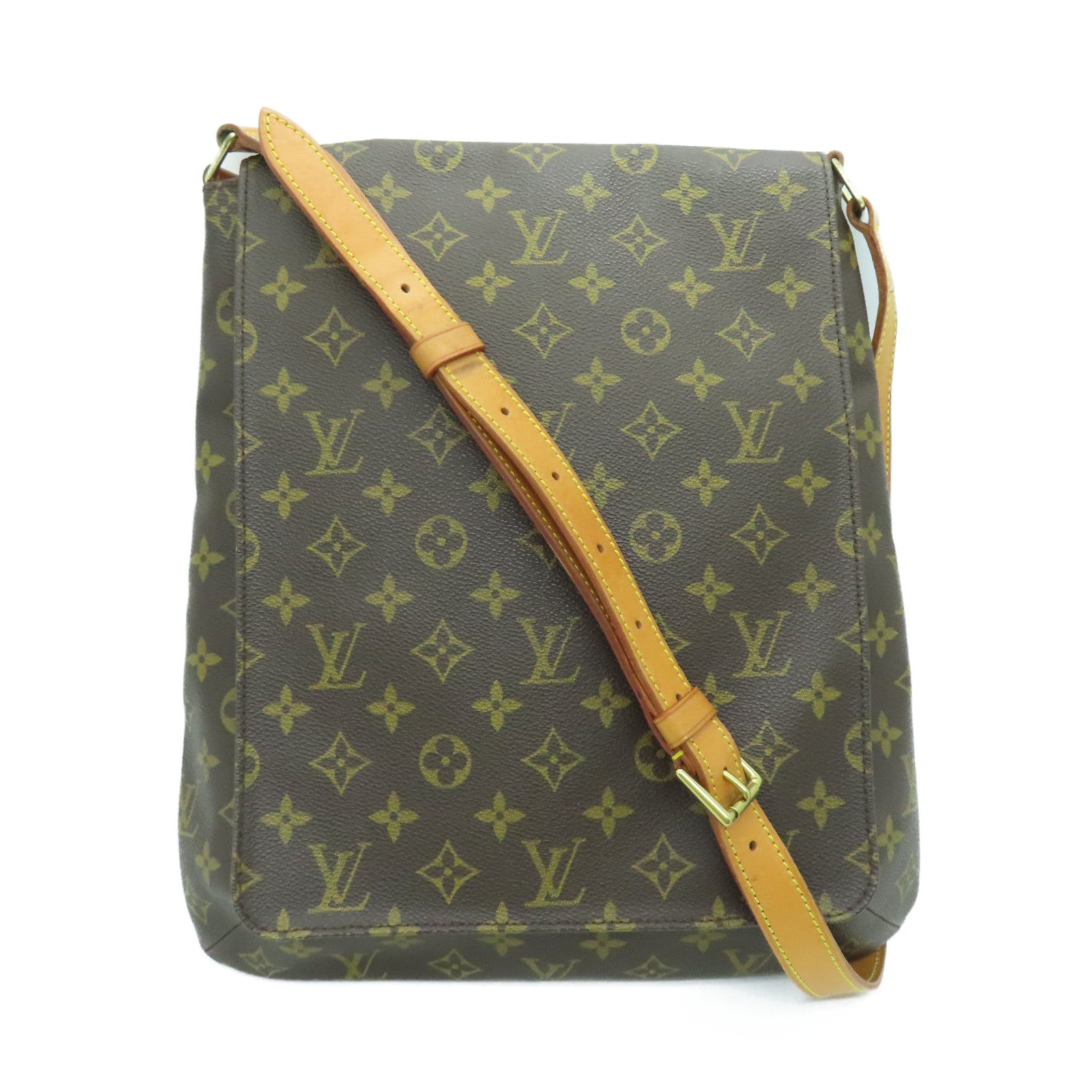 LOUIS VUITTON Monogram Musette Gold Buckle Shoulder Bag Brown