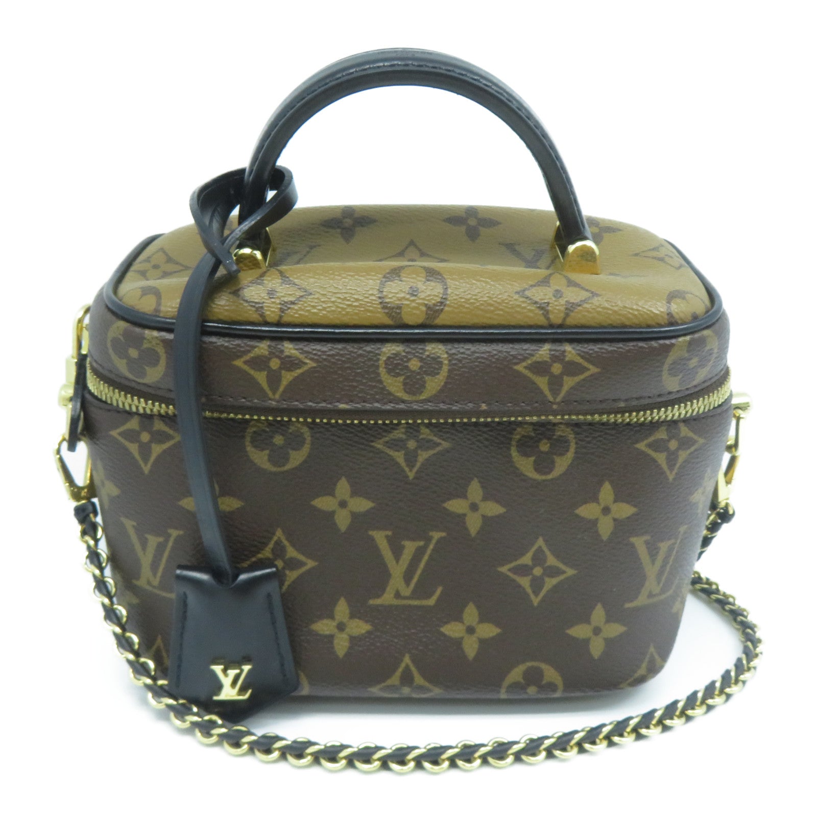 LOUIS VUITTON Monogram Vanity PM金扣手挽肩背兩用袋啡色